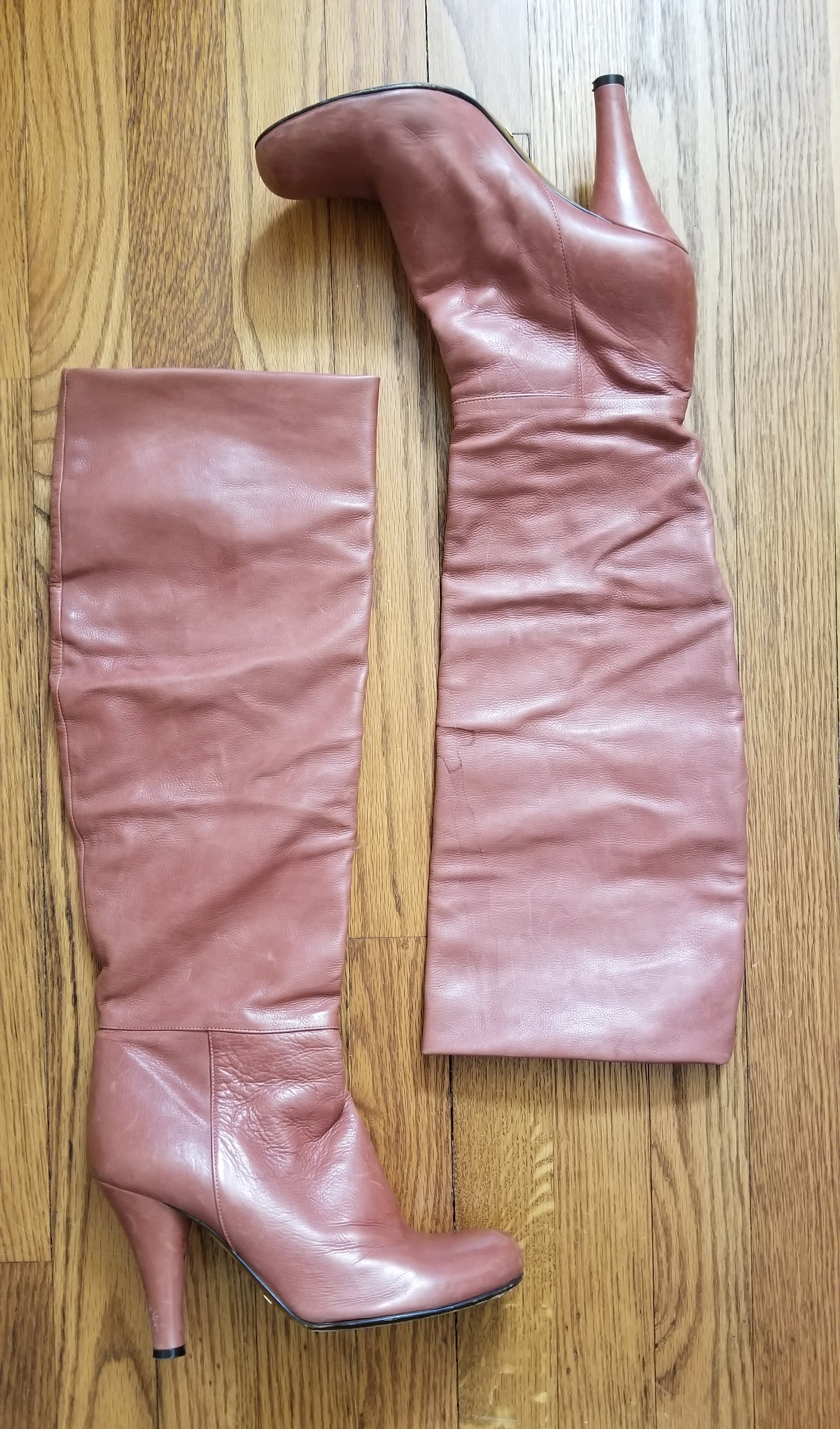 Vintage 00's Blush Leather Tall Boots Shop THRILLING