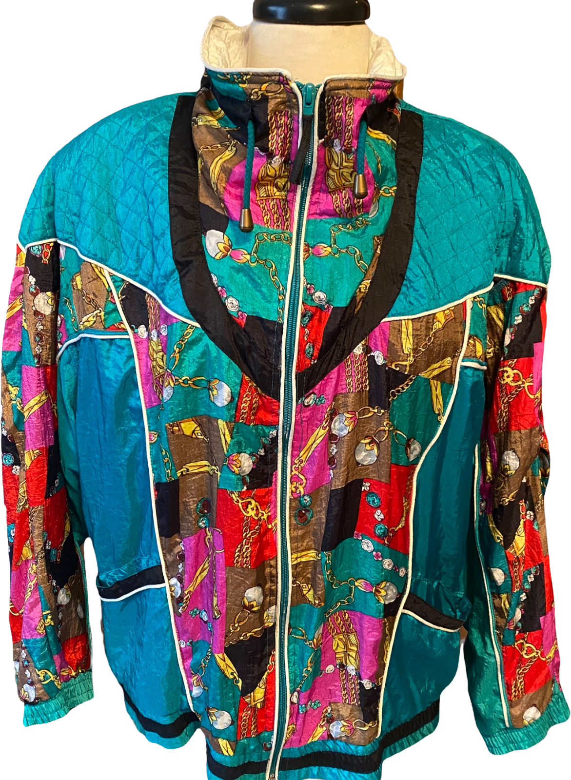 Vintage ss Colorful Retro Ski Jacket Nylon Bomber Xl By Evr