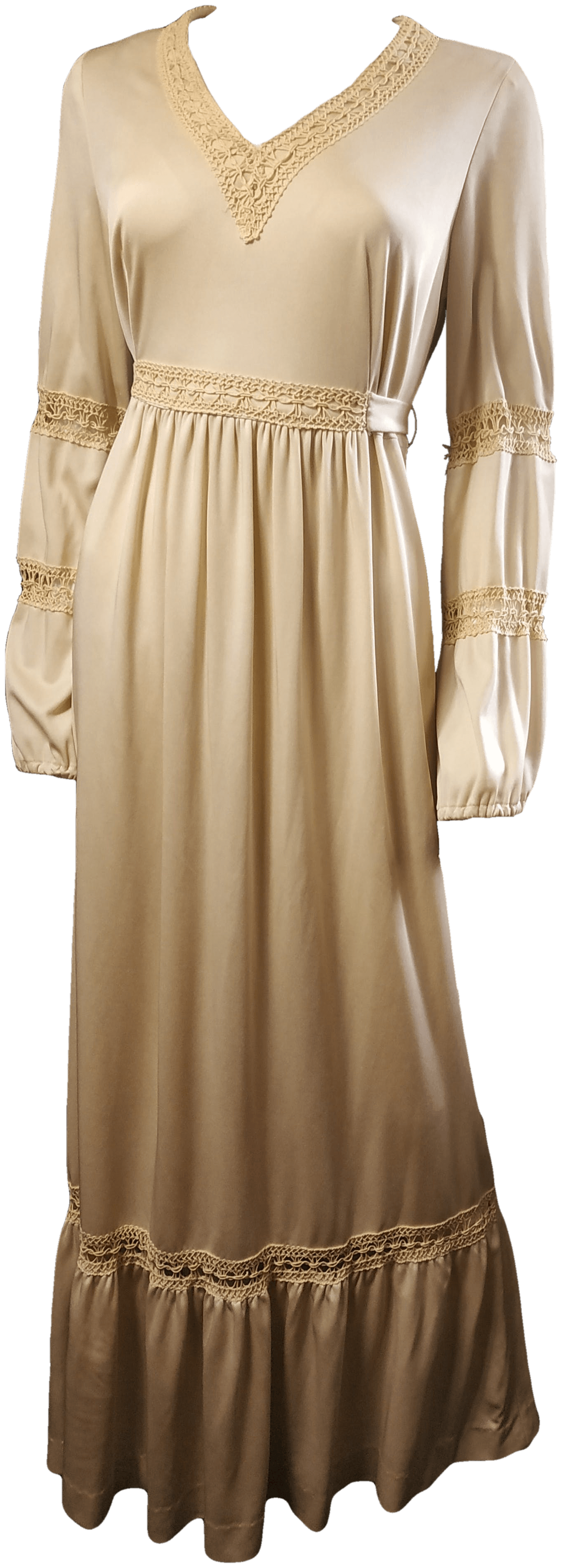 Vintage 60's Cream Peasant Dress by Elco Shop THRILLING
