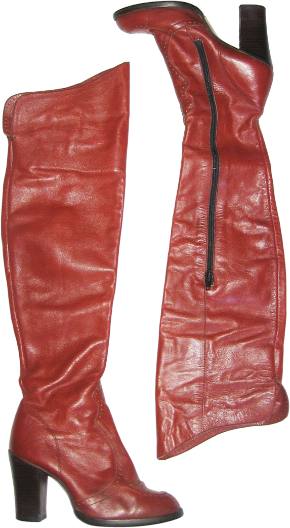 Vintage Rare Cognac Brown Knee Zip High Heel Leather Boots | Shop THRILLING