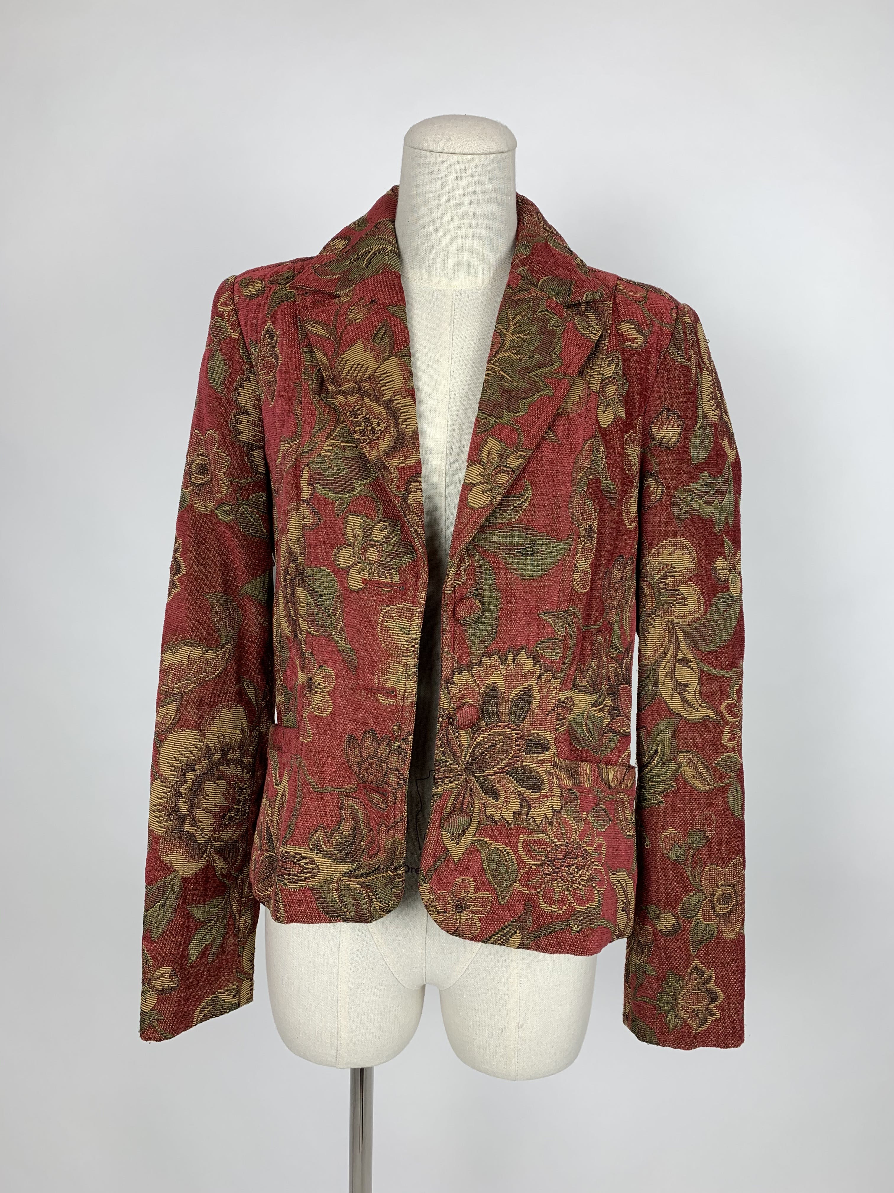 90’s Green and Brown Multicolor Floral Print Blazer with Belt by Rampage main image 1