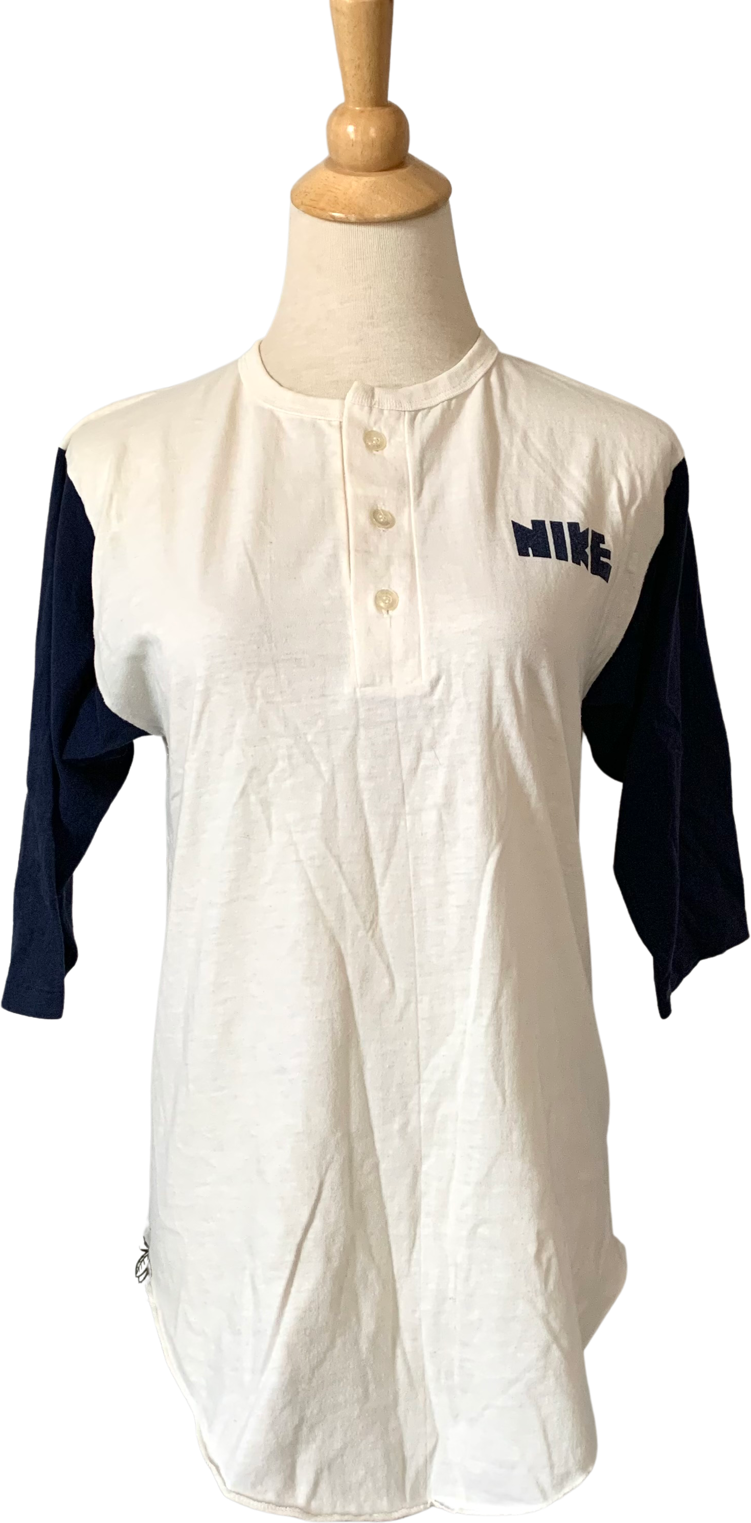 Vintage 1970s Nike T Shirt Authentic Baseball Henley Style 