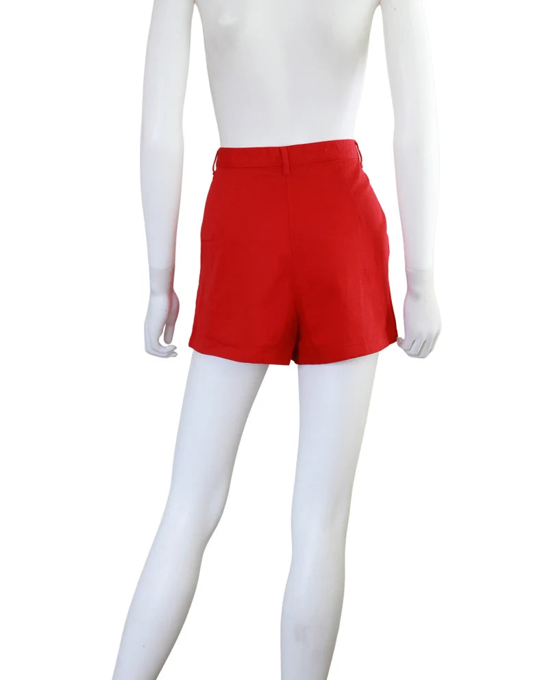 Vintage 90s Red Cotton Short Shorts Shop THRILLING
