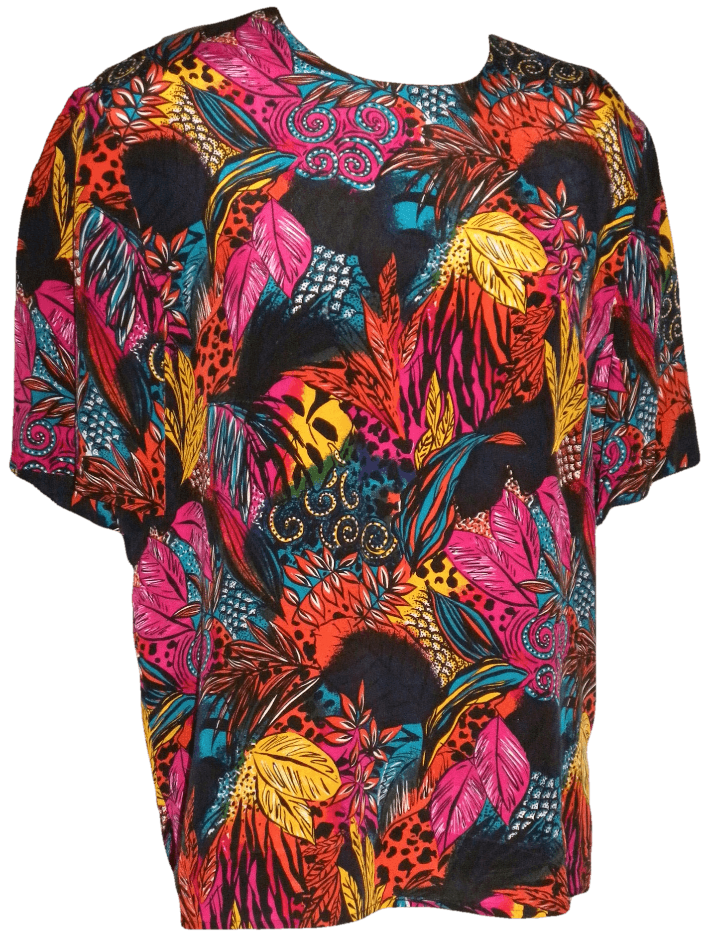 Vintage Silky Black Slip Blouse Floral main image 1