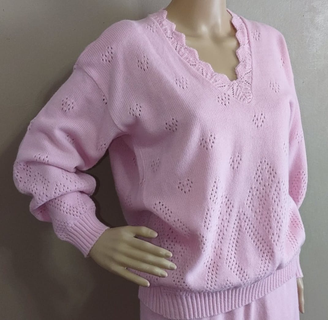 Vintage 80's Pink Knit Skirt Set by Anthony Richards Usa | Shop THRILLING