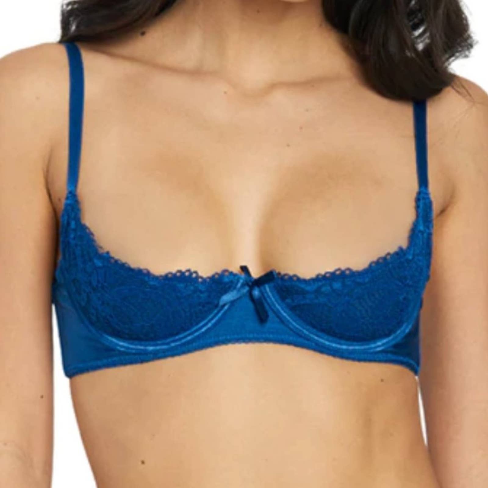 Allegra Satin & Lace Open Cup Bra - Fredericks of Hollywood