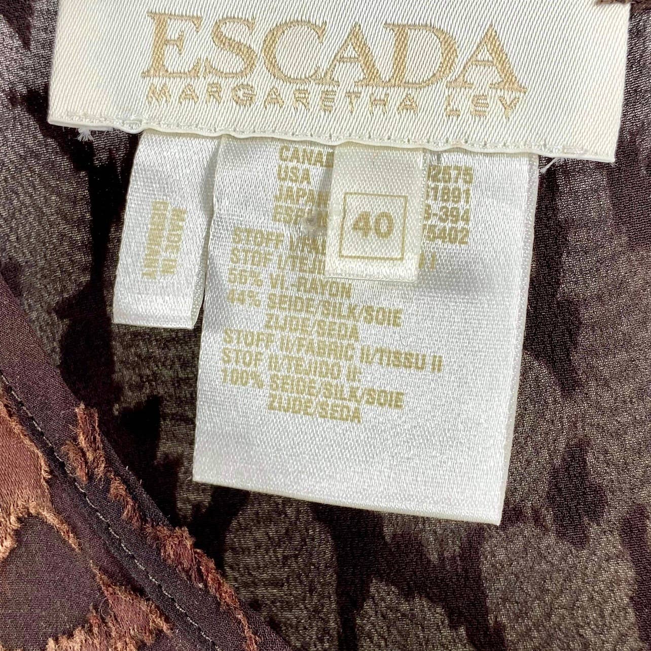 Escada Pastel Silk Print Button Front Top