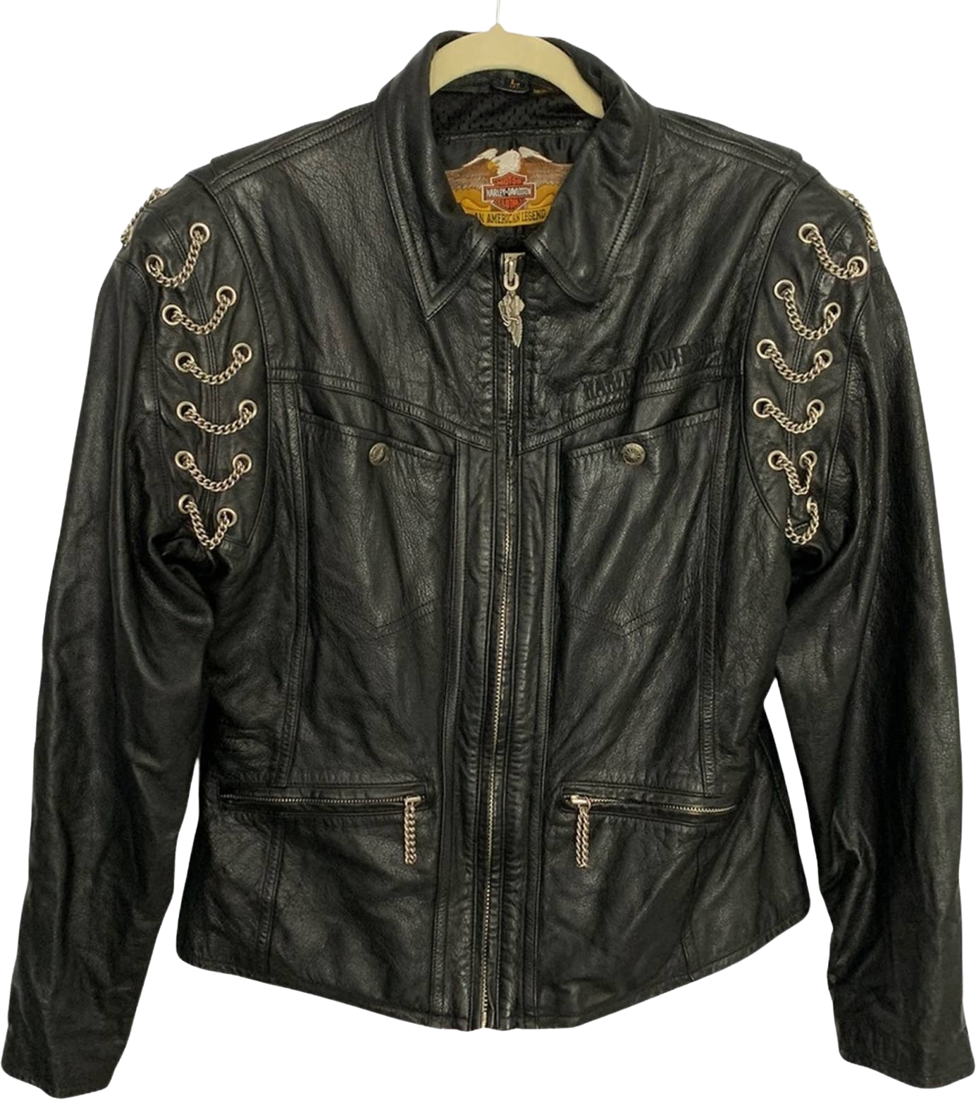 Vintage Harley-Davidson Black Leather Chain Jacket by Harley