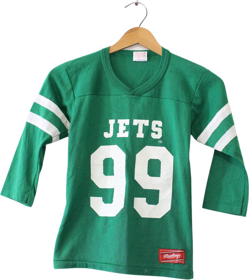 Vintage New York Jets 3/4 Sleeve T Shirt Tee Garan Inc Made USA