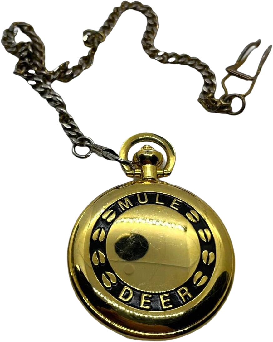 Vintage Pocket Watch Mule Deer Stag Quartz Japan Movt Mechanical