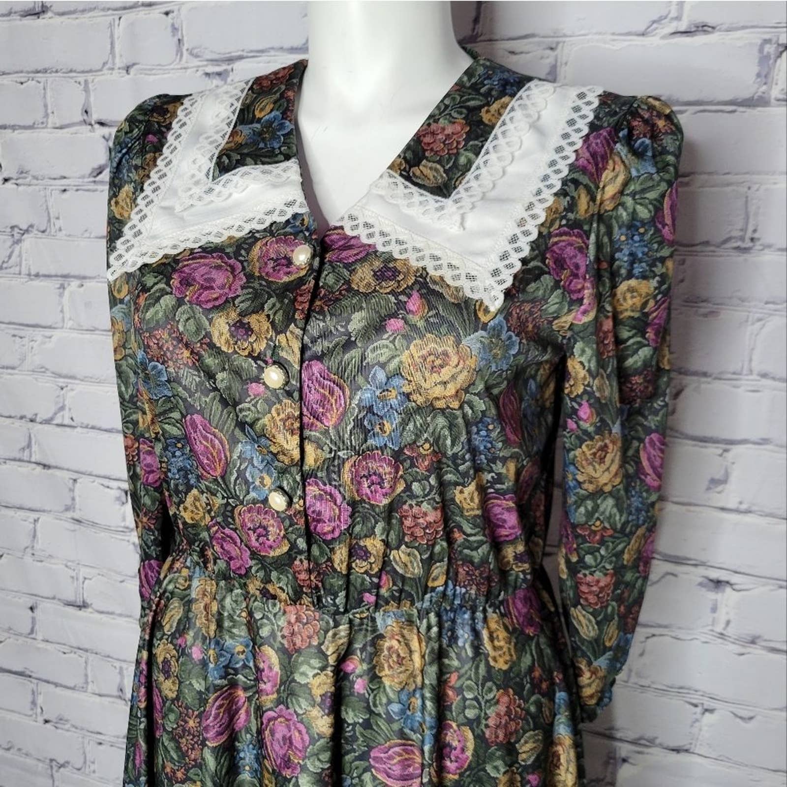 Vintage Grandma Chic Floral Big Collar Dress