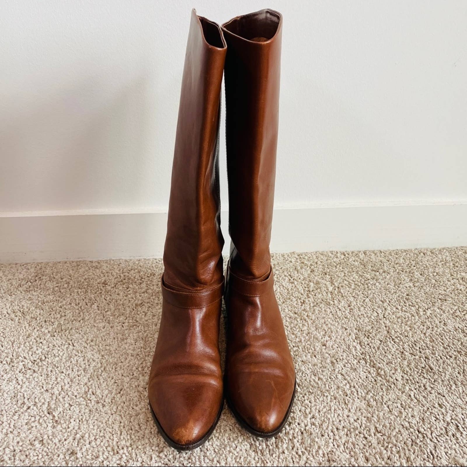 Vintage Gorgeous Cognac Genuine Leather Riding Boots by Etienne