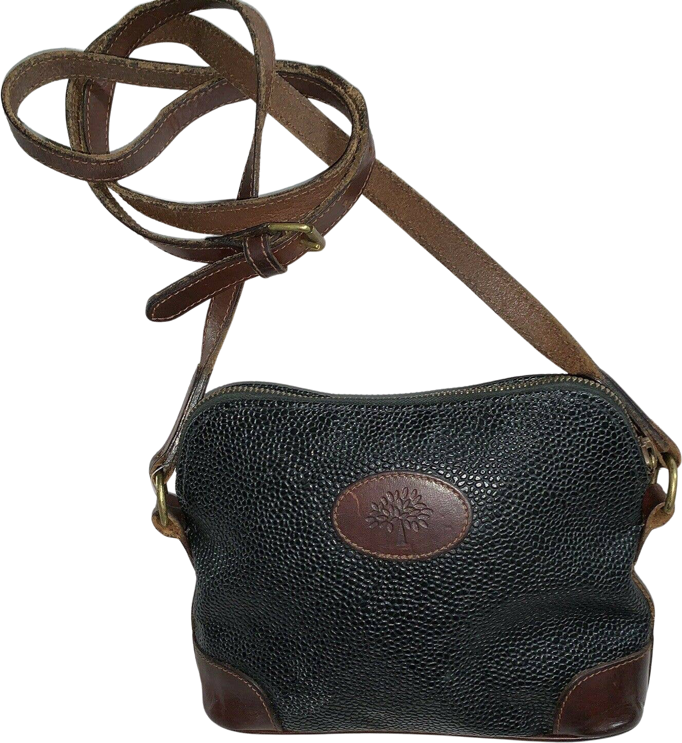 Vintage Pebble Grained Leather Zip Top Crossbody Bag by Mulberry