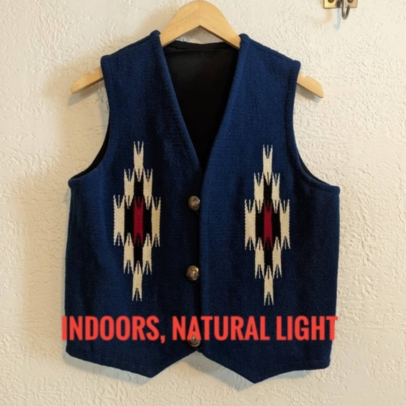 Vintage Chimayo Vest Wool Blue Southwestern | Shop THRILLING