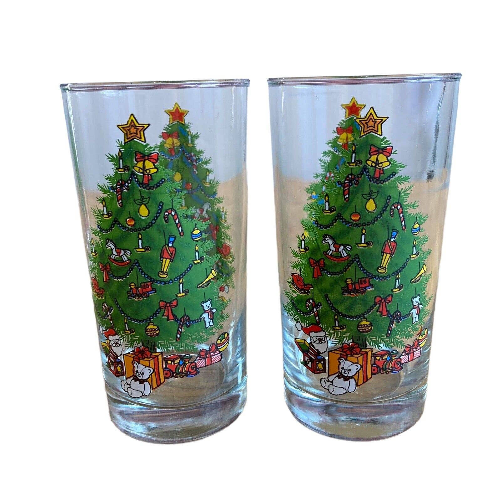 Vintage Holiday Magic Christmas Drinking Glasses Set of 4 12oz by Anch