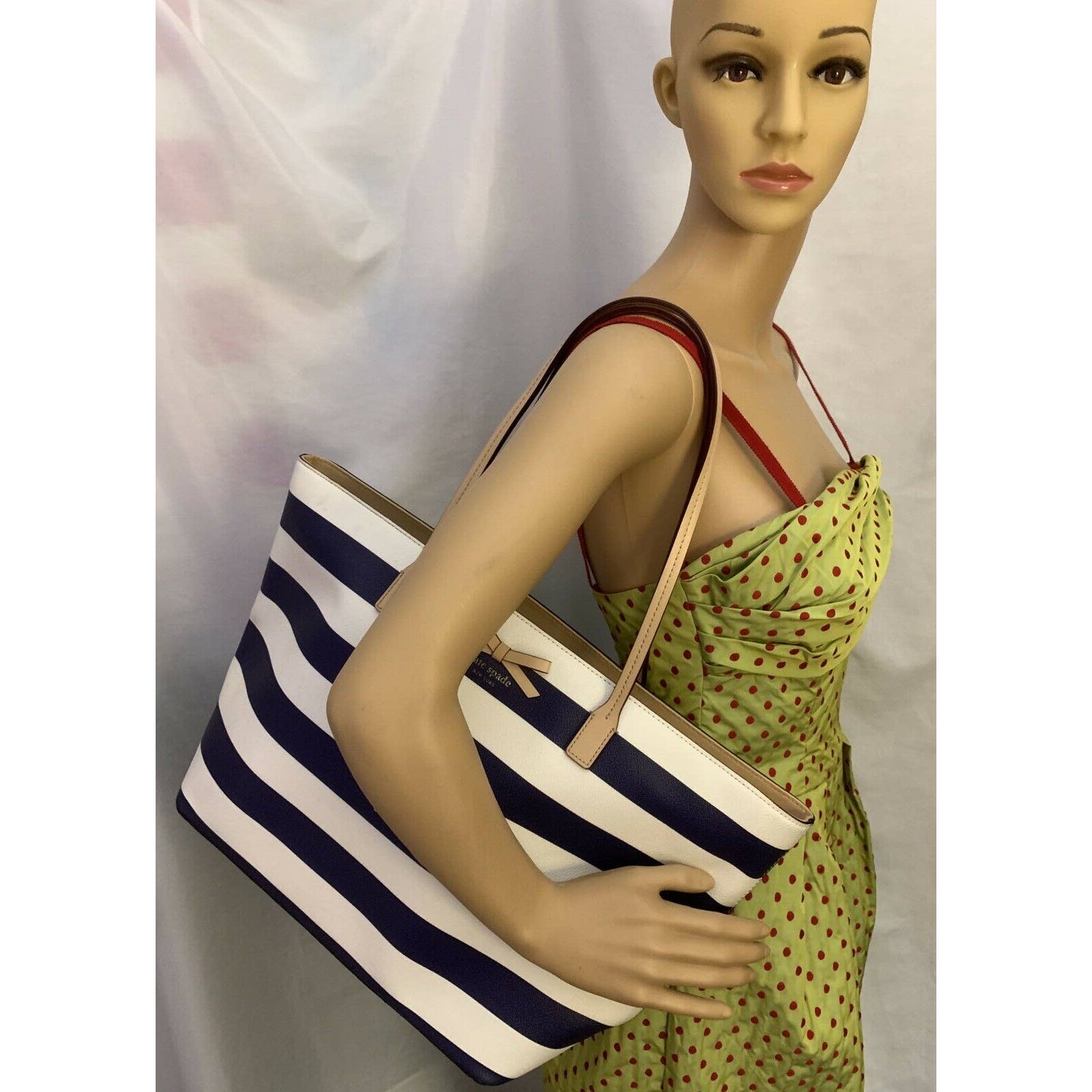 Kate spade blue hot sale and white striped purse