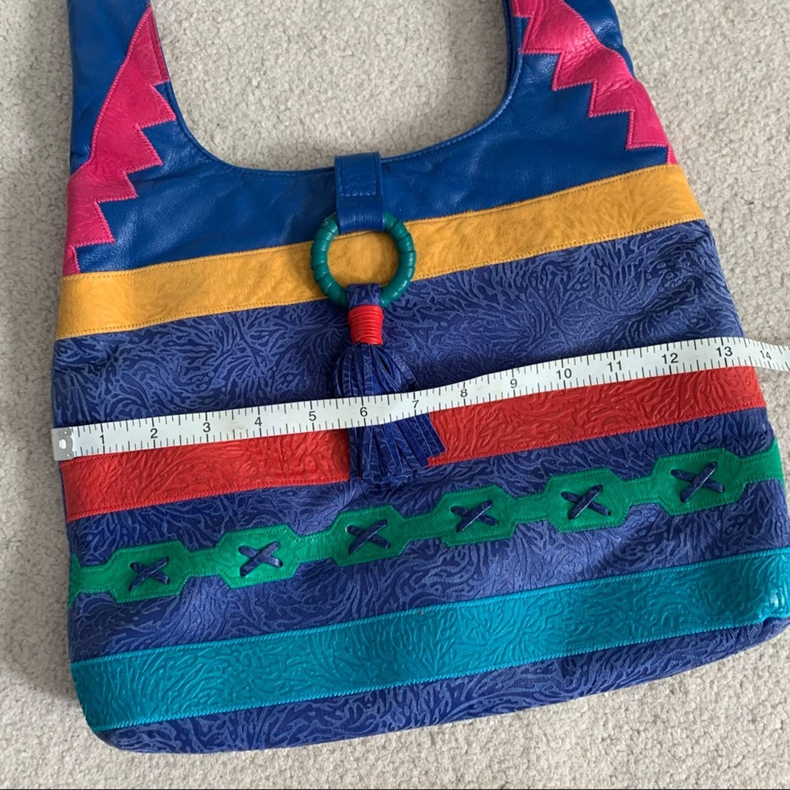 Vintage Viva Bags of Cali Color Blocked Leather Hobo Bag by Viva Bags