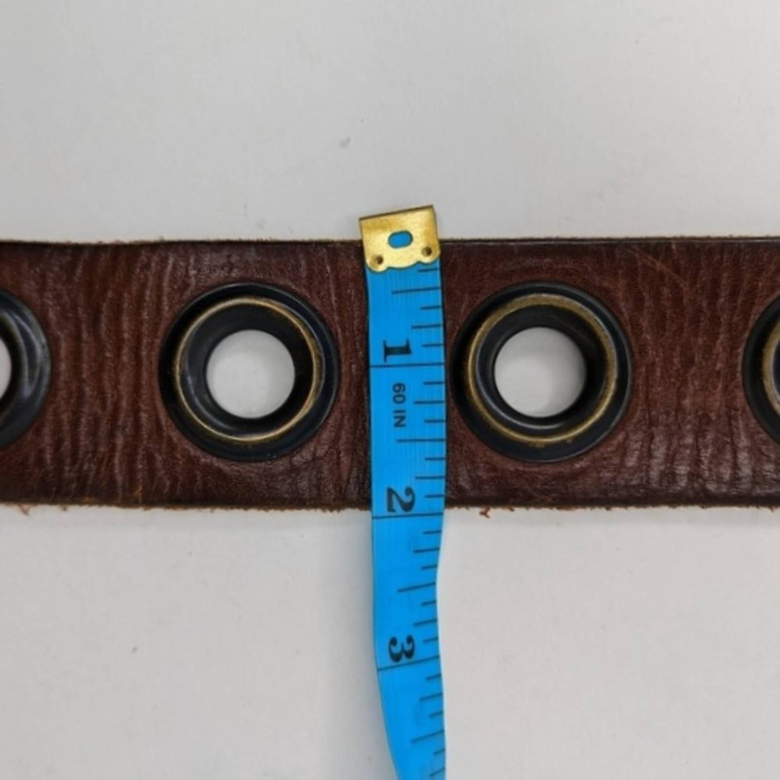 90s Black Genuine Leather Grommet Belt