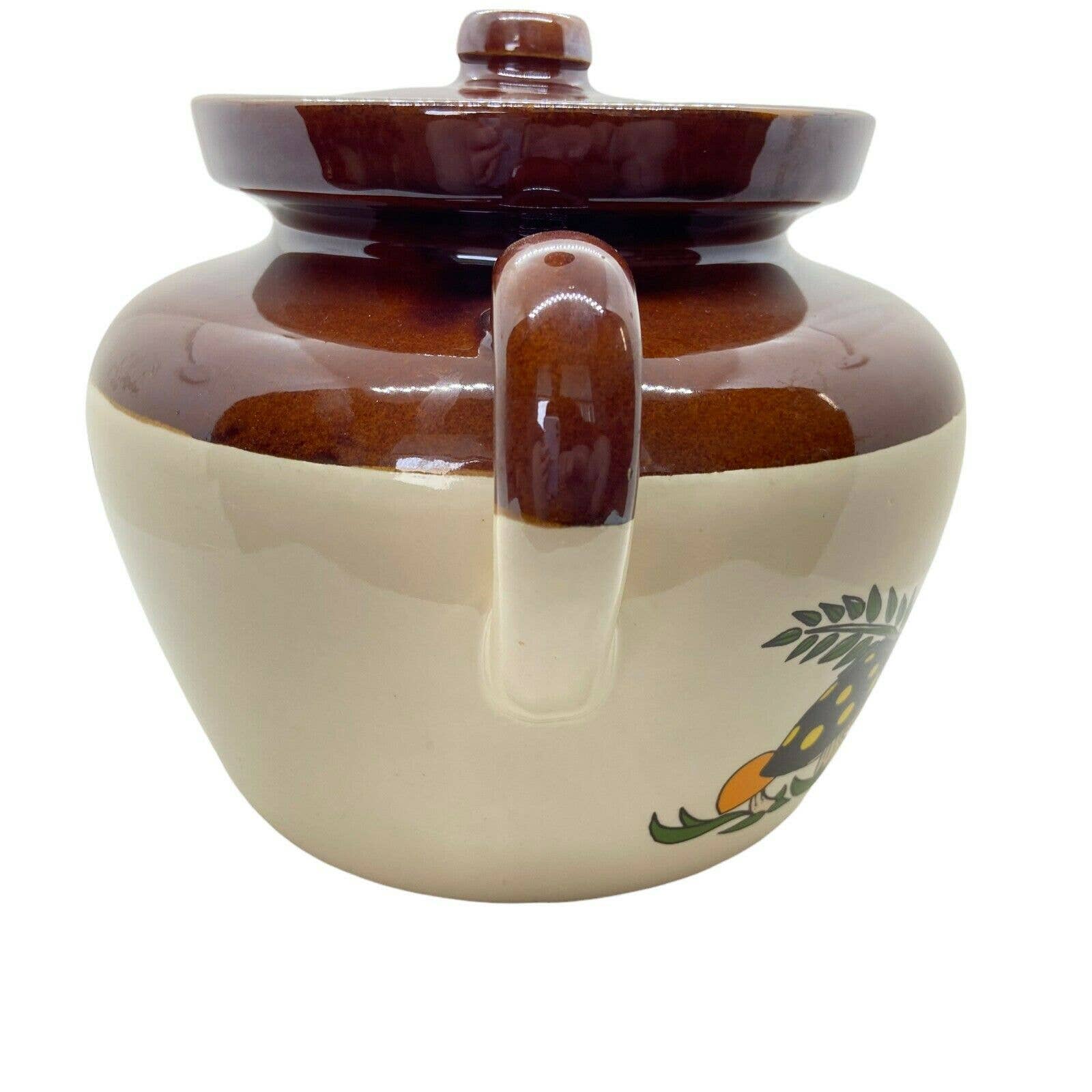 Vintage Mushroom Stoneware Crock Oven Proof Bean Pot offers W 4 Bowls