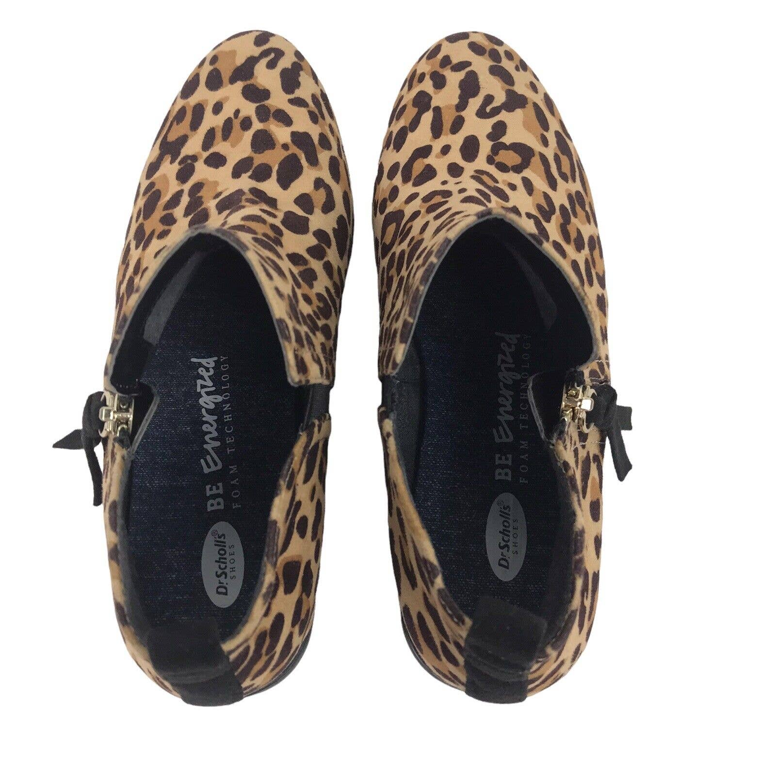 Vintage Dr Scholls Womens Shoes Ankle Booties Leopard Print Zipper by