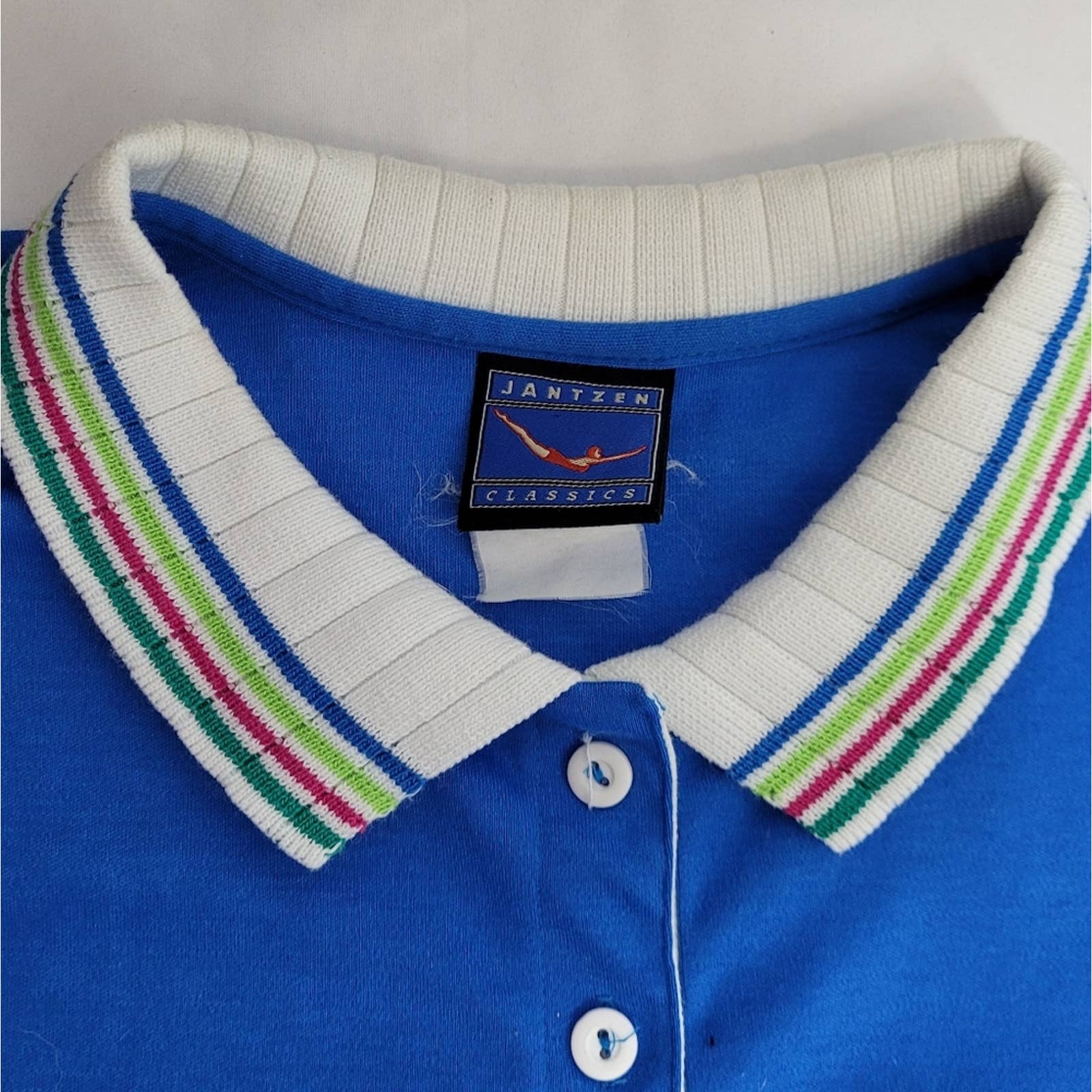 Vintage 80s Blue Collared Short Sleeve Casual Polo Shirt by