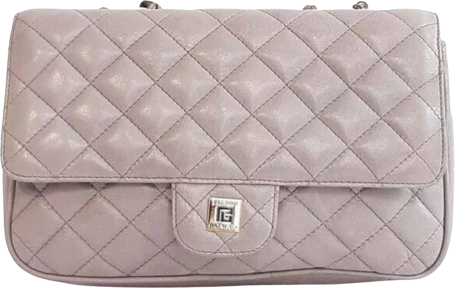 Balmain Pillow Monogram Quilted Leather Shoulder Bag In Light Tan