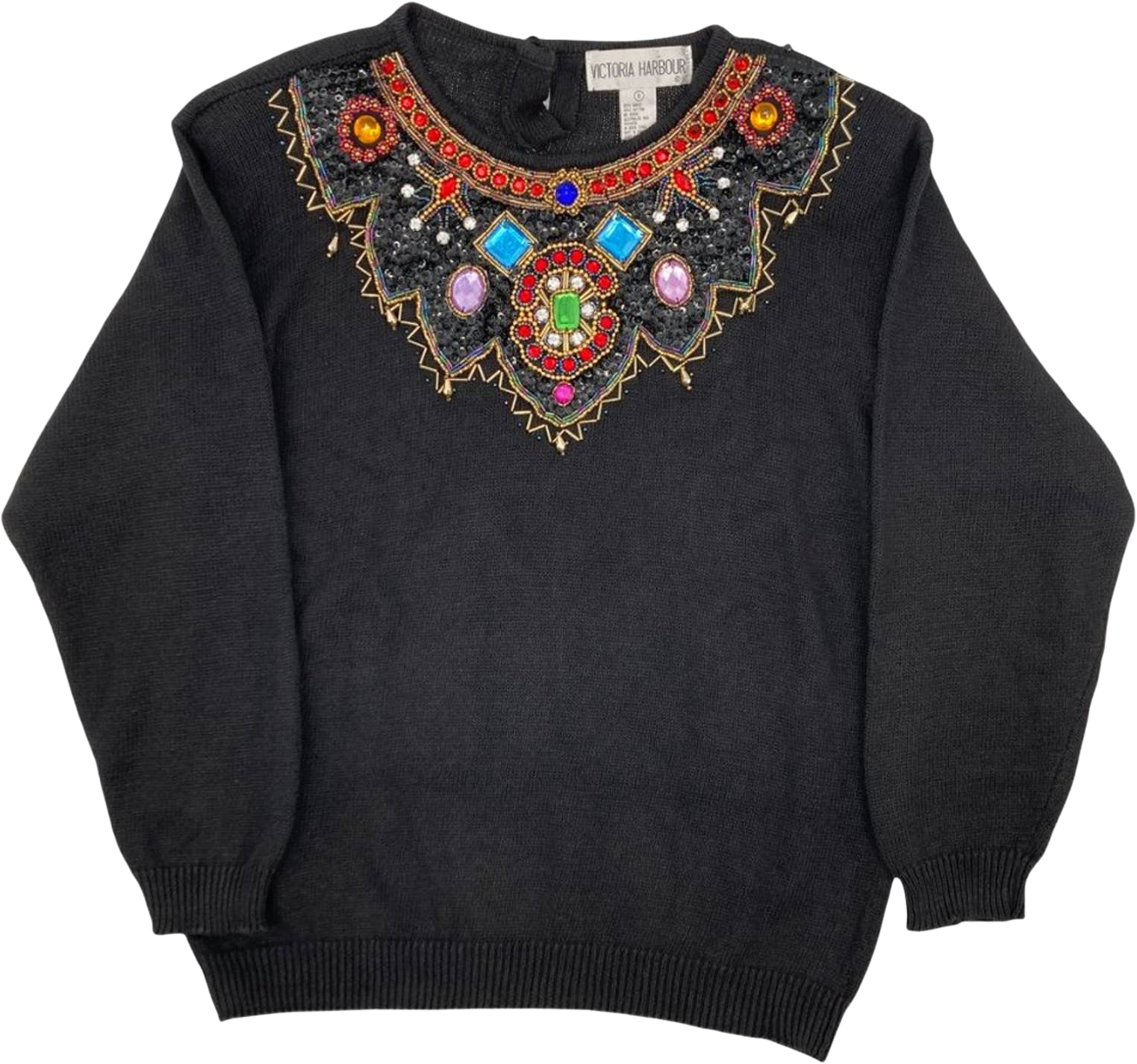 Vintage Victoria Harbour 90s Bedazzled Embellished Gem Dressy Sweater by Victo Shop THRILLING