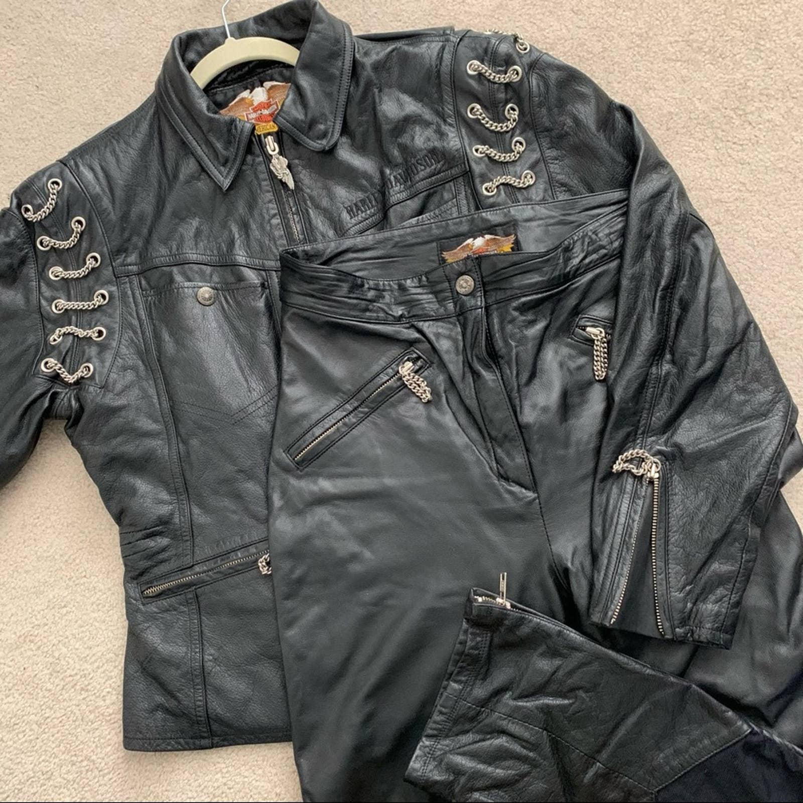 Vintage Harley-Davidson Black Leather Chain Jacket by Harley