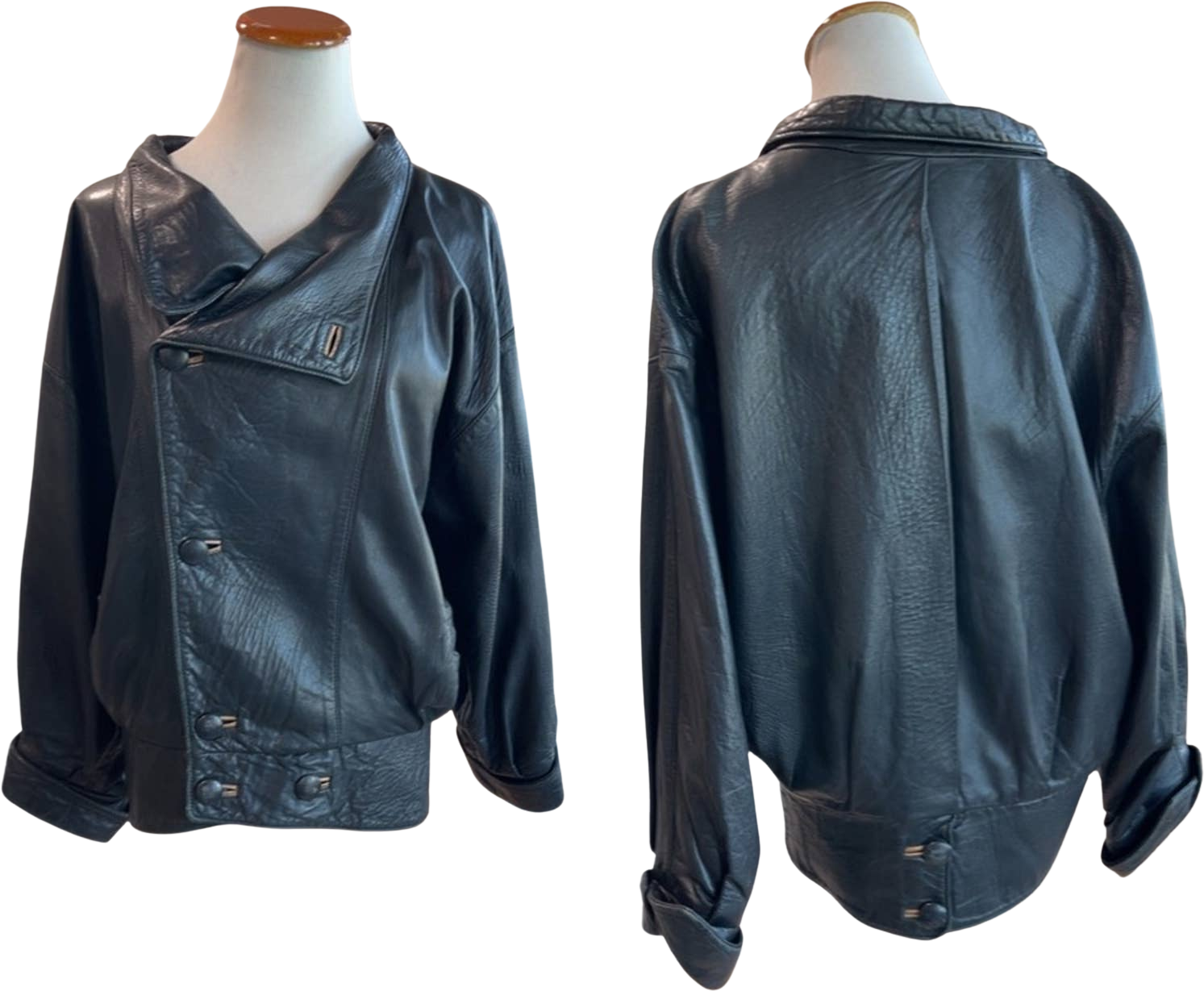 Vintage 80s Julie Duren Leather Jacket Lambs Skin Black Rock Star Styl