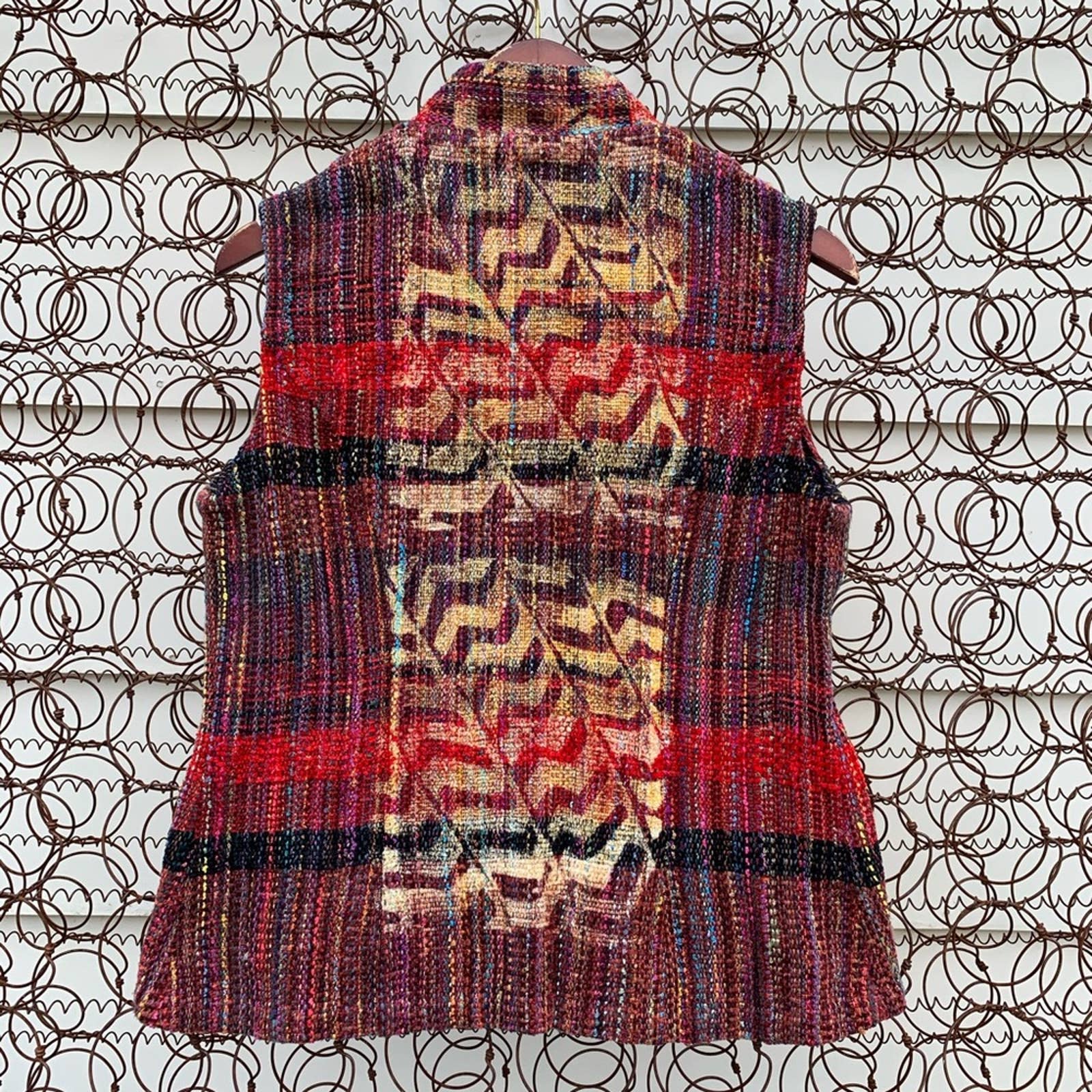 Elizabeth Jenkins Taos New Mexico shops Open Front Cardigan Hand Woven Cap Sleeve 80s