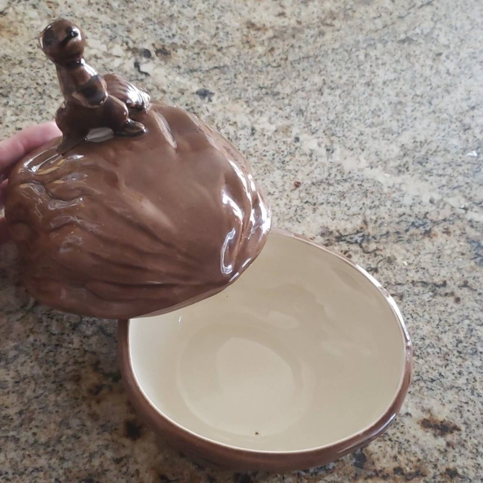 Vintage Walnut and Squirrel Dish Shop THRILLING