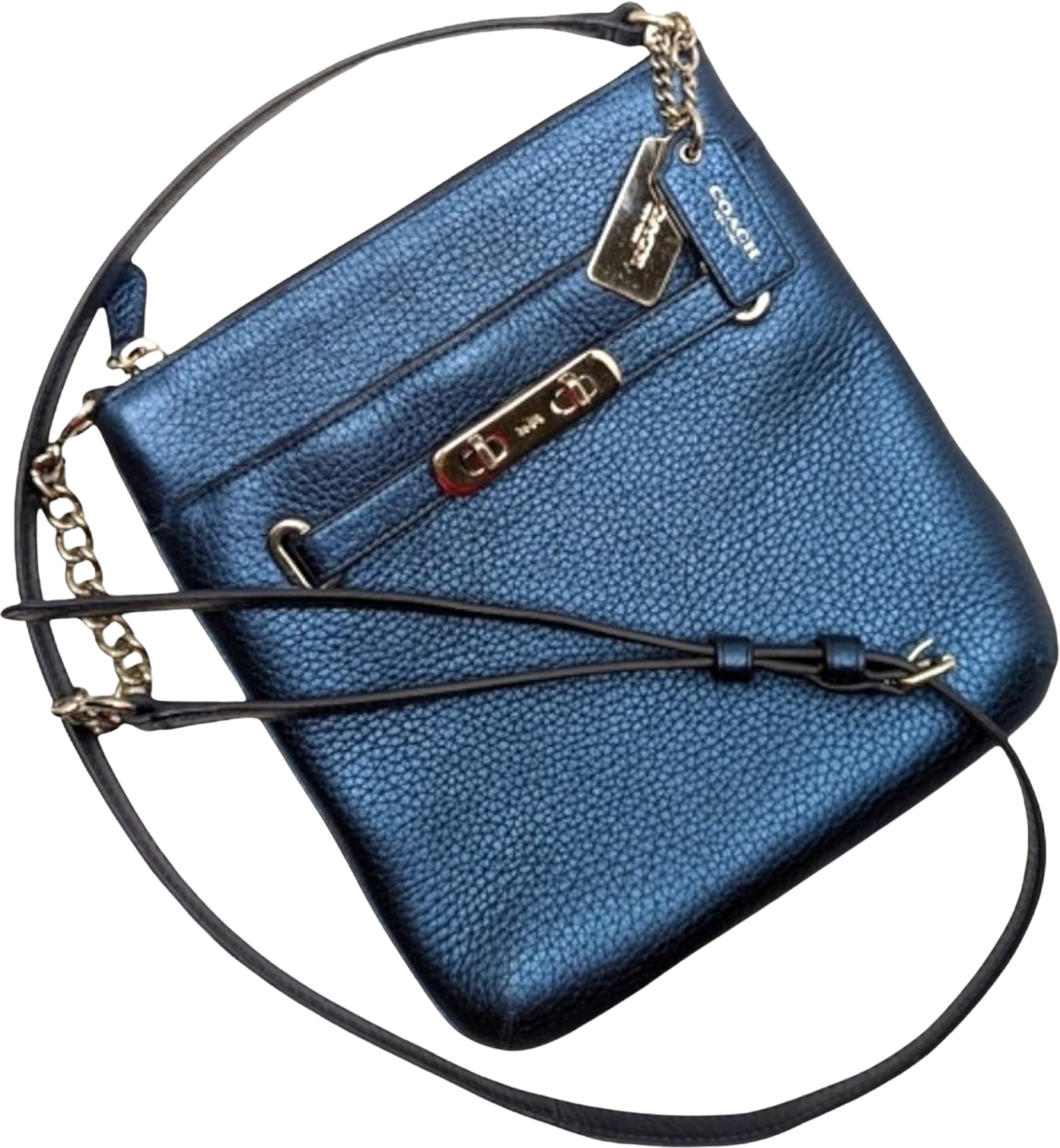 Swagger Metallic Blue Leather Swingpack Crossbody by Coach