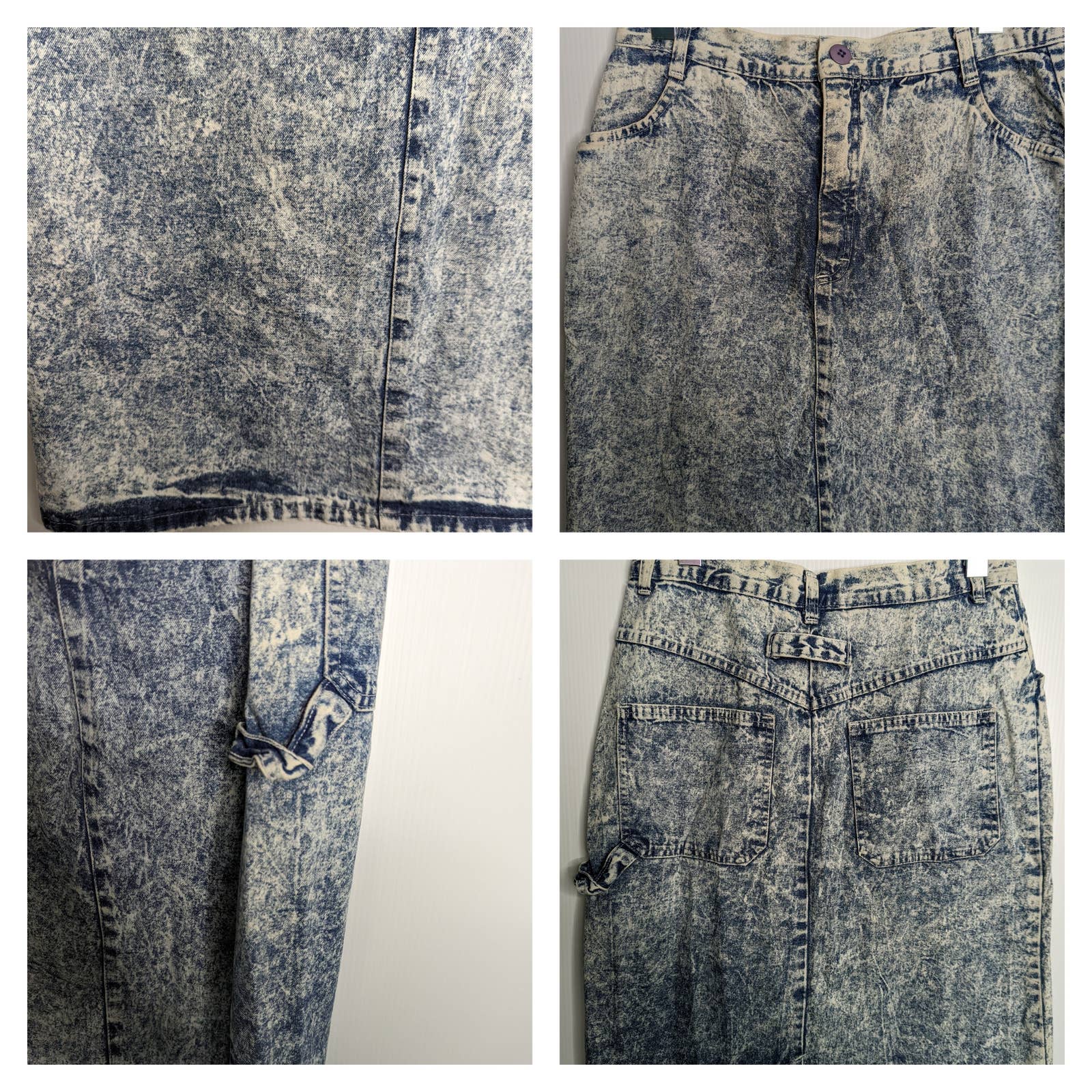 Vintage 80's Acid Wash Jean Midi outlets Skirt American Legend Painter Style