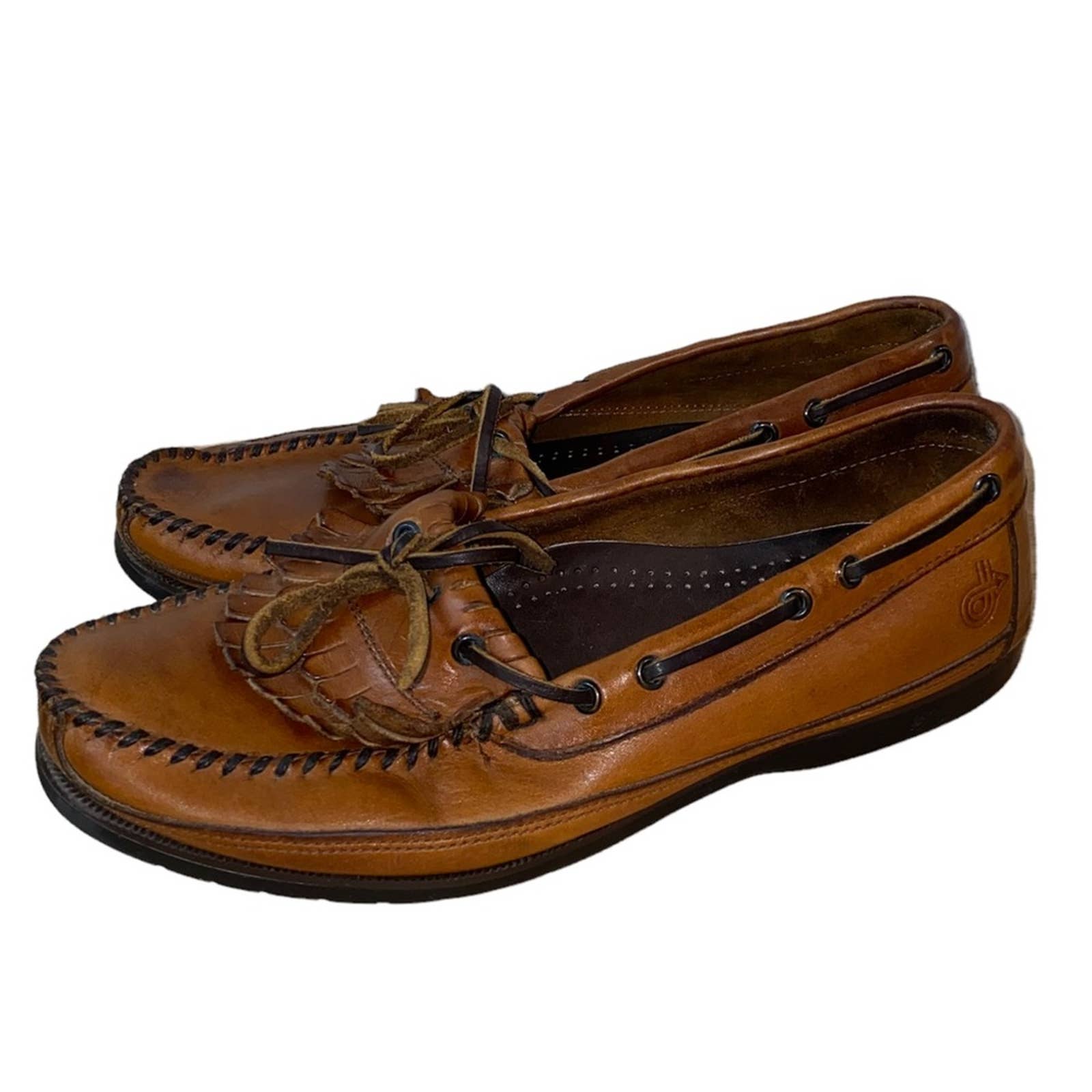 Vintage Brown Leather Slip On Loafers main image 1
