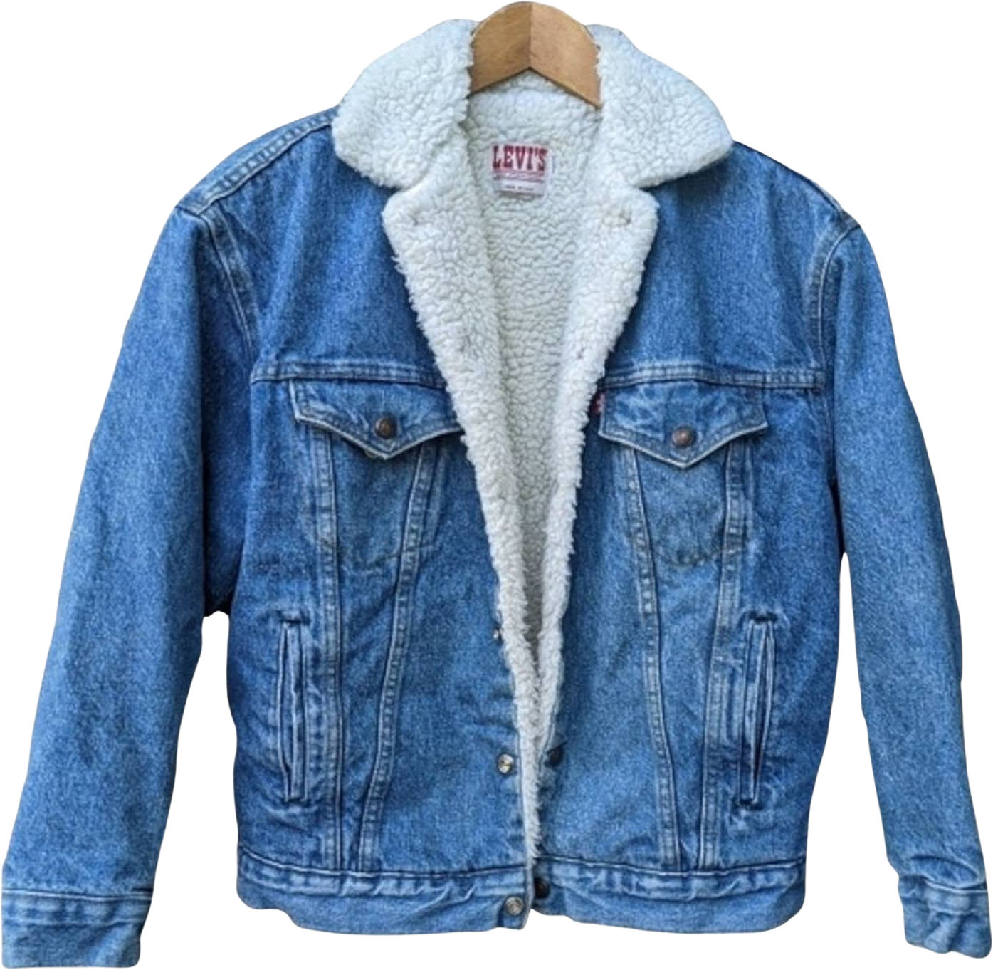 Vintage Levi's 80s Sherpa Lined Jean Jacket Usa Denim Trucker by Levi's