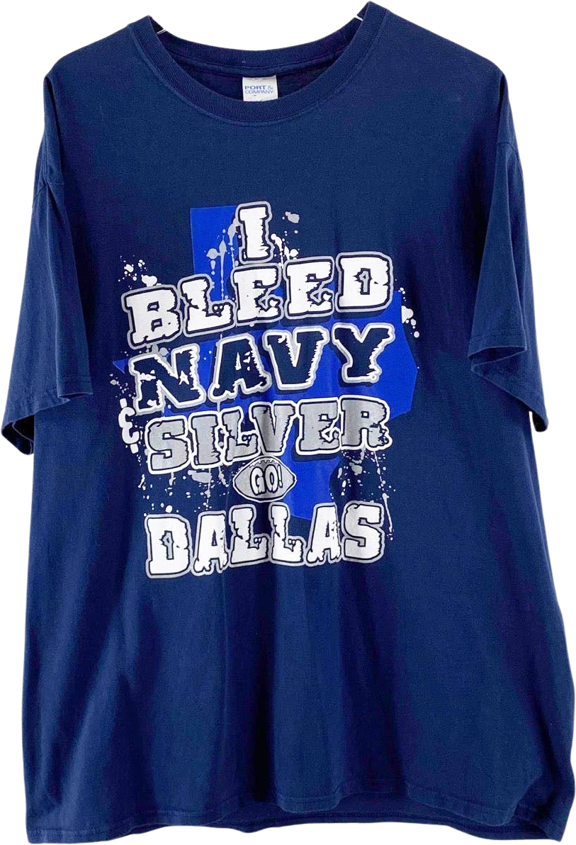 Vintage Mens Navy Blue Dallas Cowboys Football Graphic Tee by Port