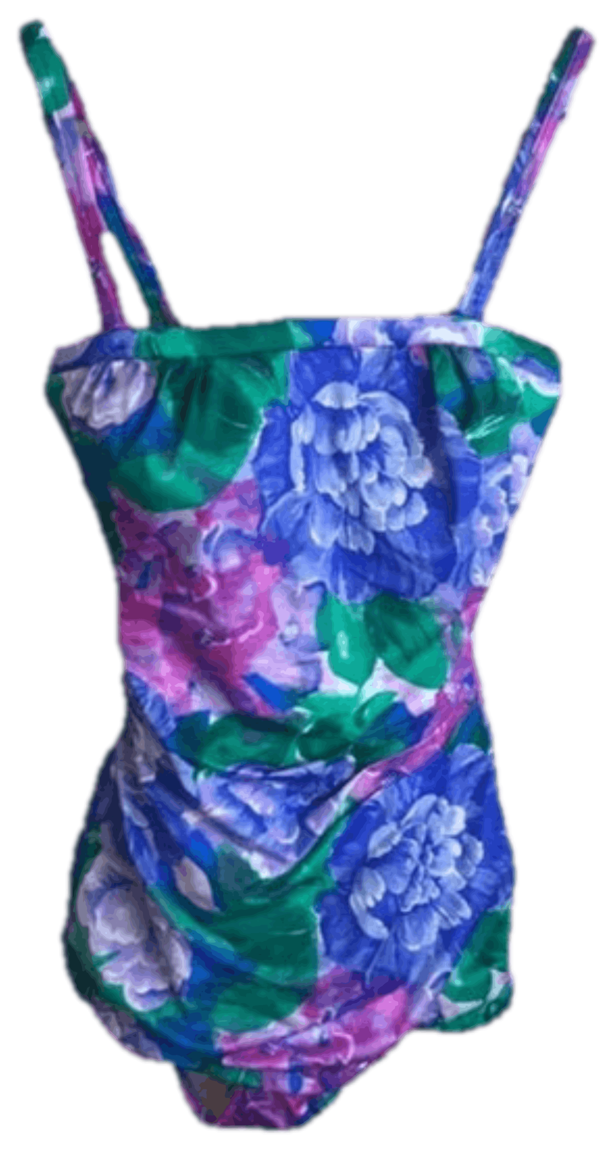 Vintage 70's Blue and Purple Floral One Piece Swimsuit Shop THRILLING