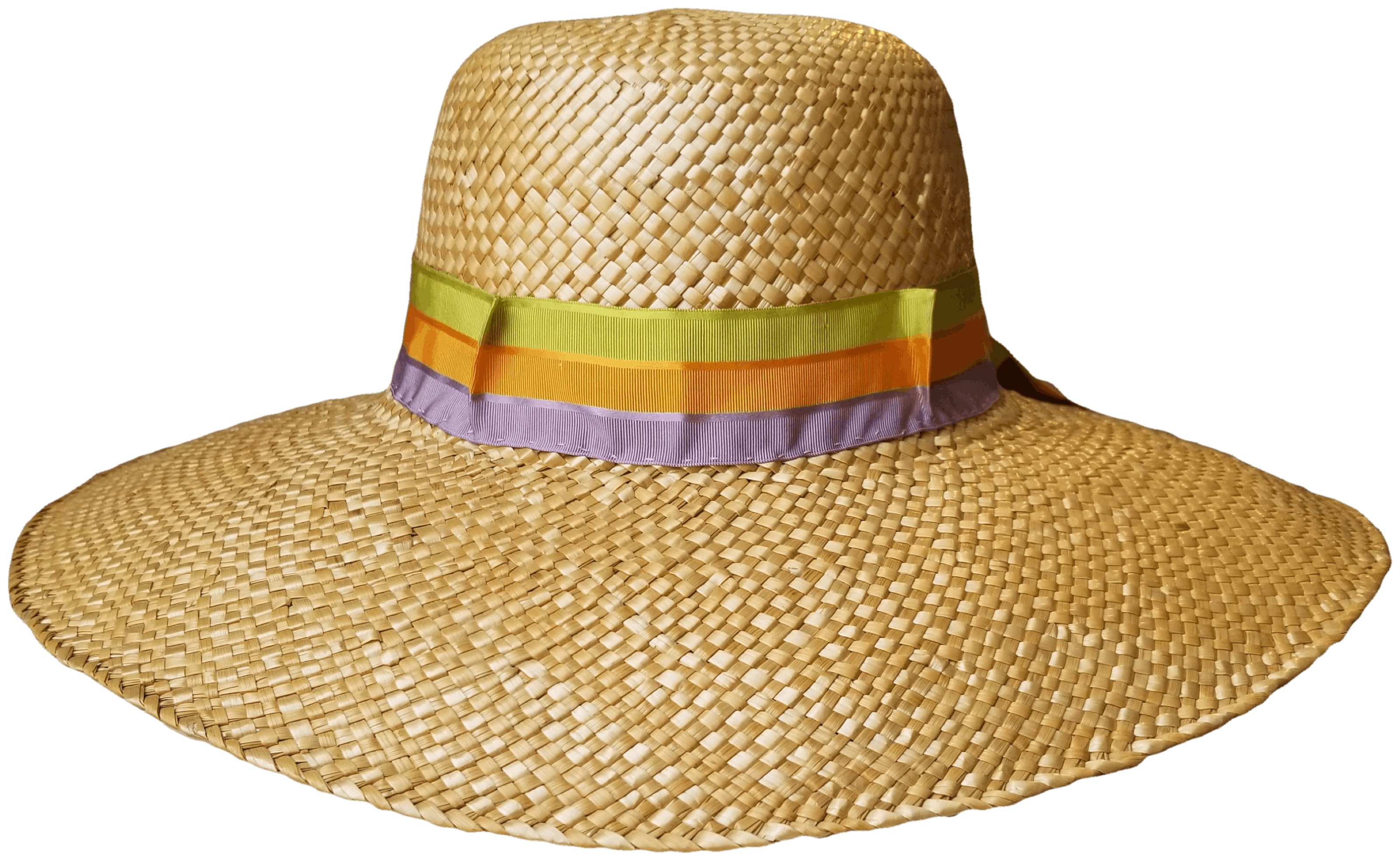 Vintage 60's Woven Straw Sun Hat with Tricolor Ribbon Shop THRILLING