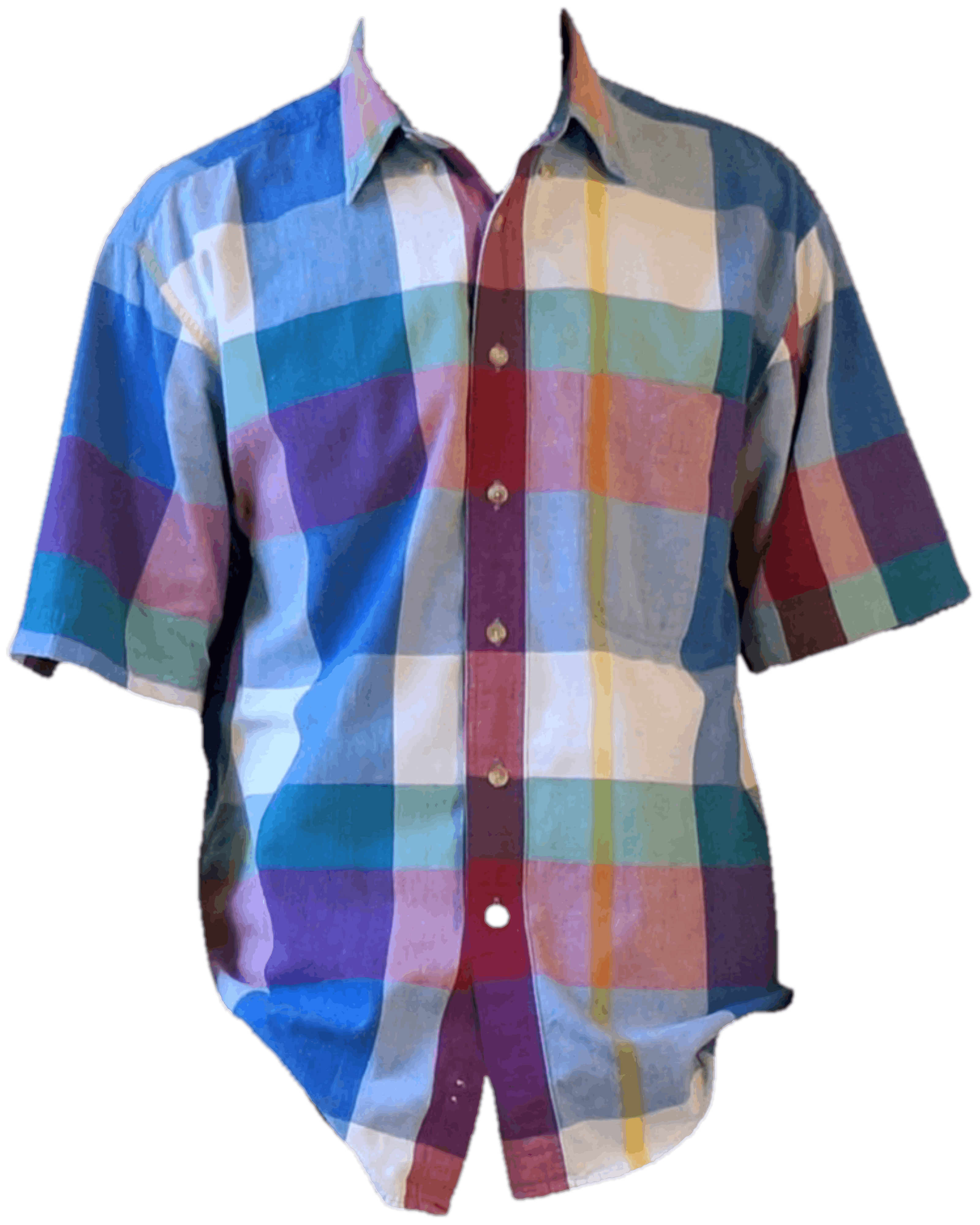 Vintage 80's Men's Pastel Plaid Shirt by Adirondack by Savile Row