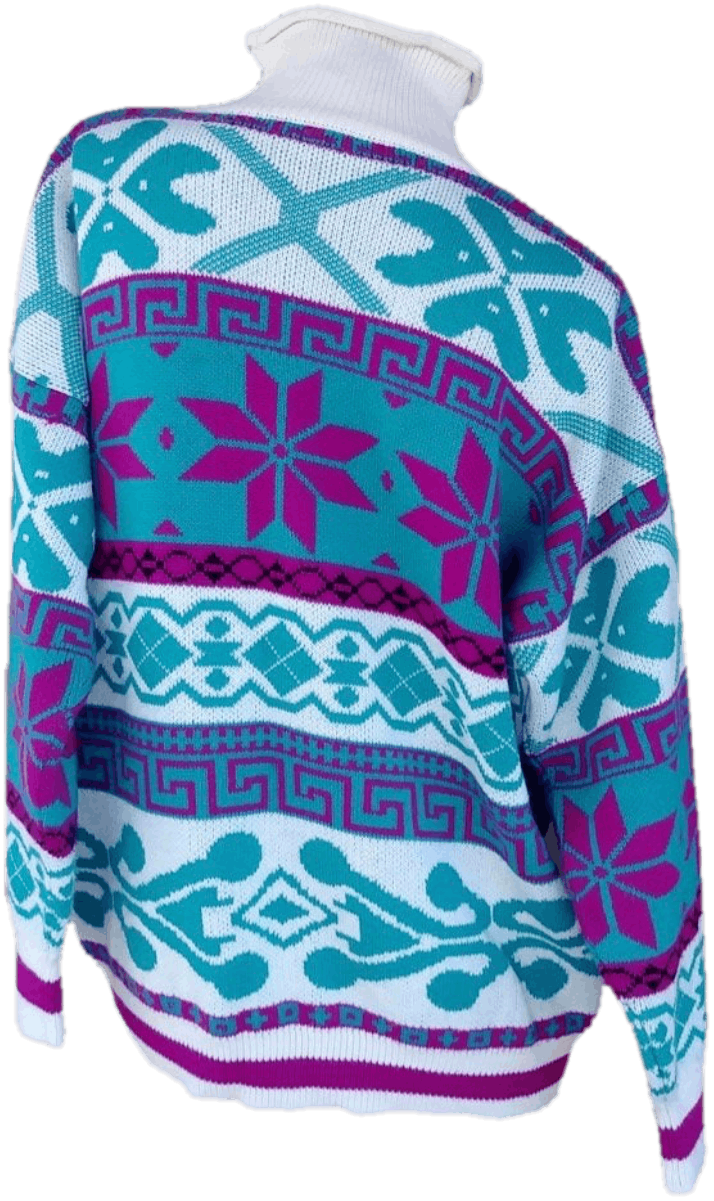 Vintage 80's Geometric Design Turtleneck Ski Sweater by Ossi