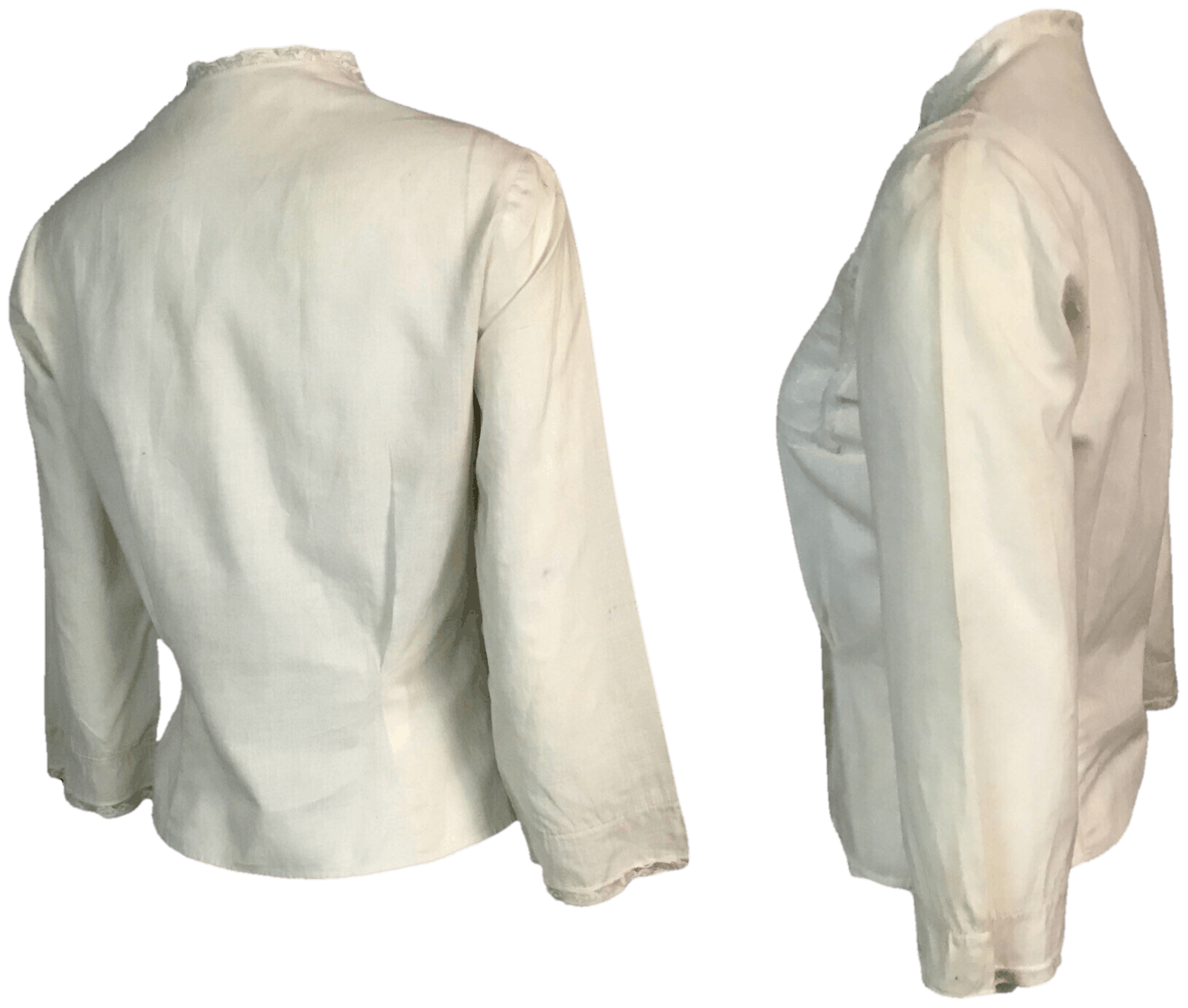 Vintage white white linen open blouse pockets