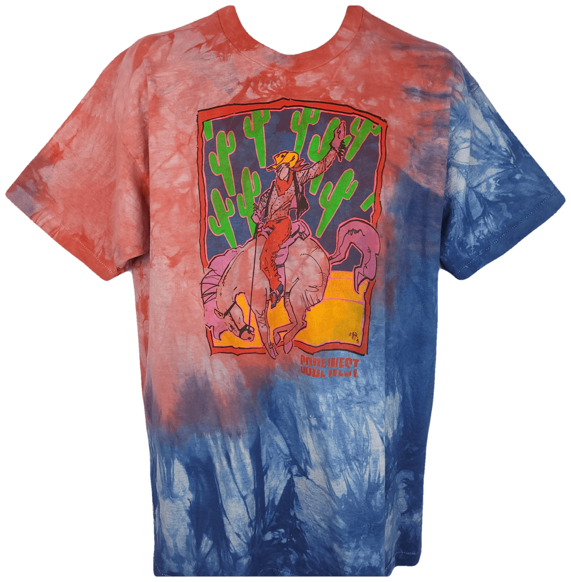 Vintage 90’s Men's TieDye Cowboy TShirt Shop THRILLING