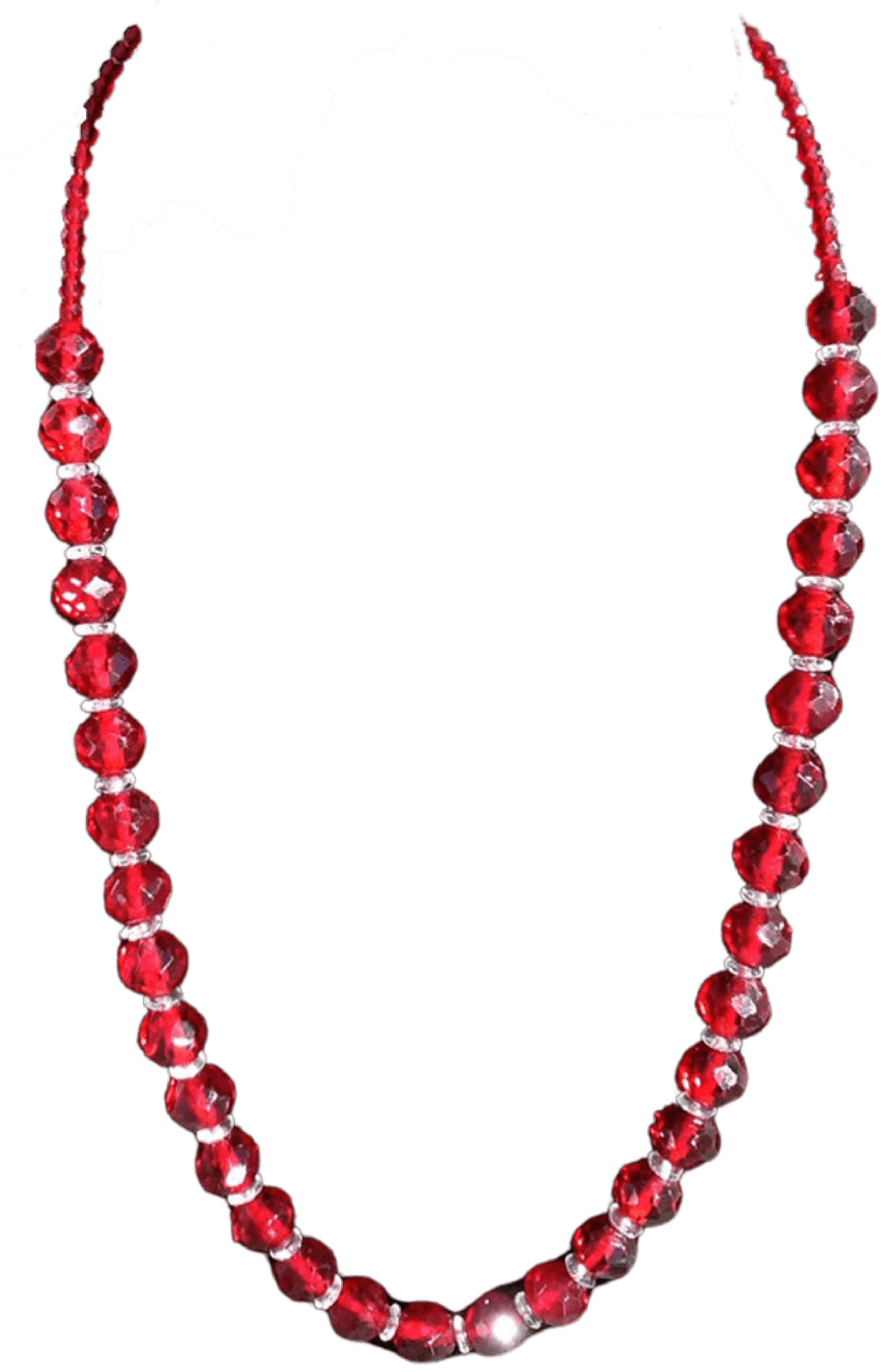 Vintage 30's Red Glass Crystal Necklace 