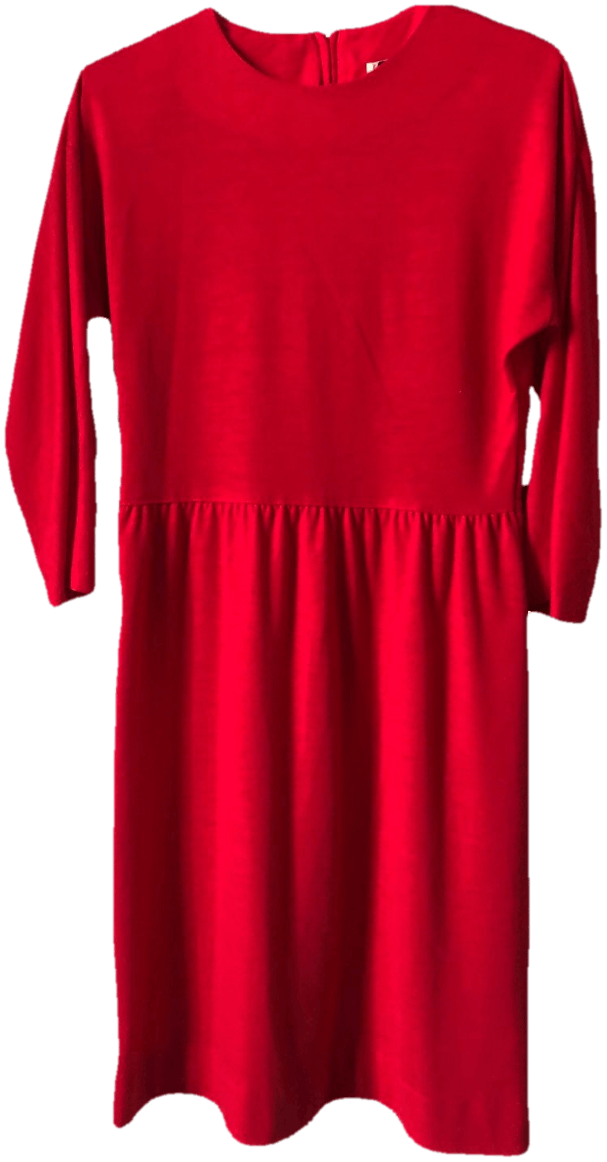 Vintage 80’s Red Quarter Length Sleeve Zip Up Dress by Imi Shop THRILLING