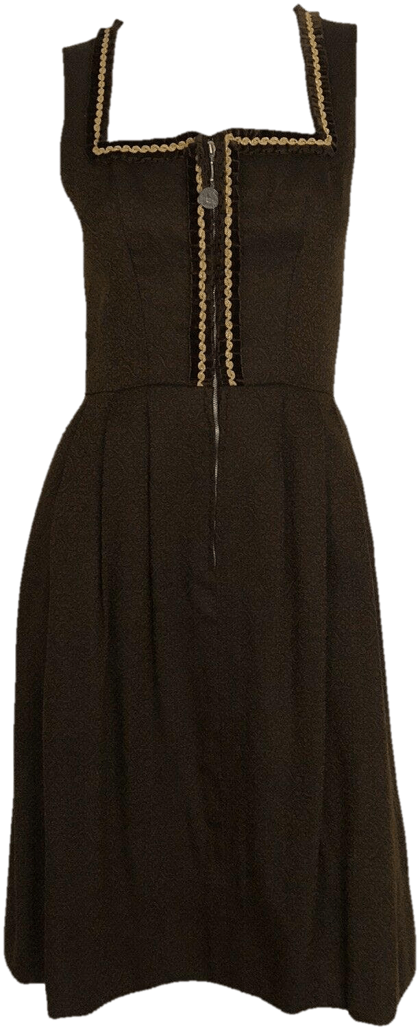 Vintage 50's/60's Brown Floral Print Dress with Contrast Stitching by  Johanna