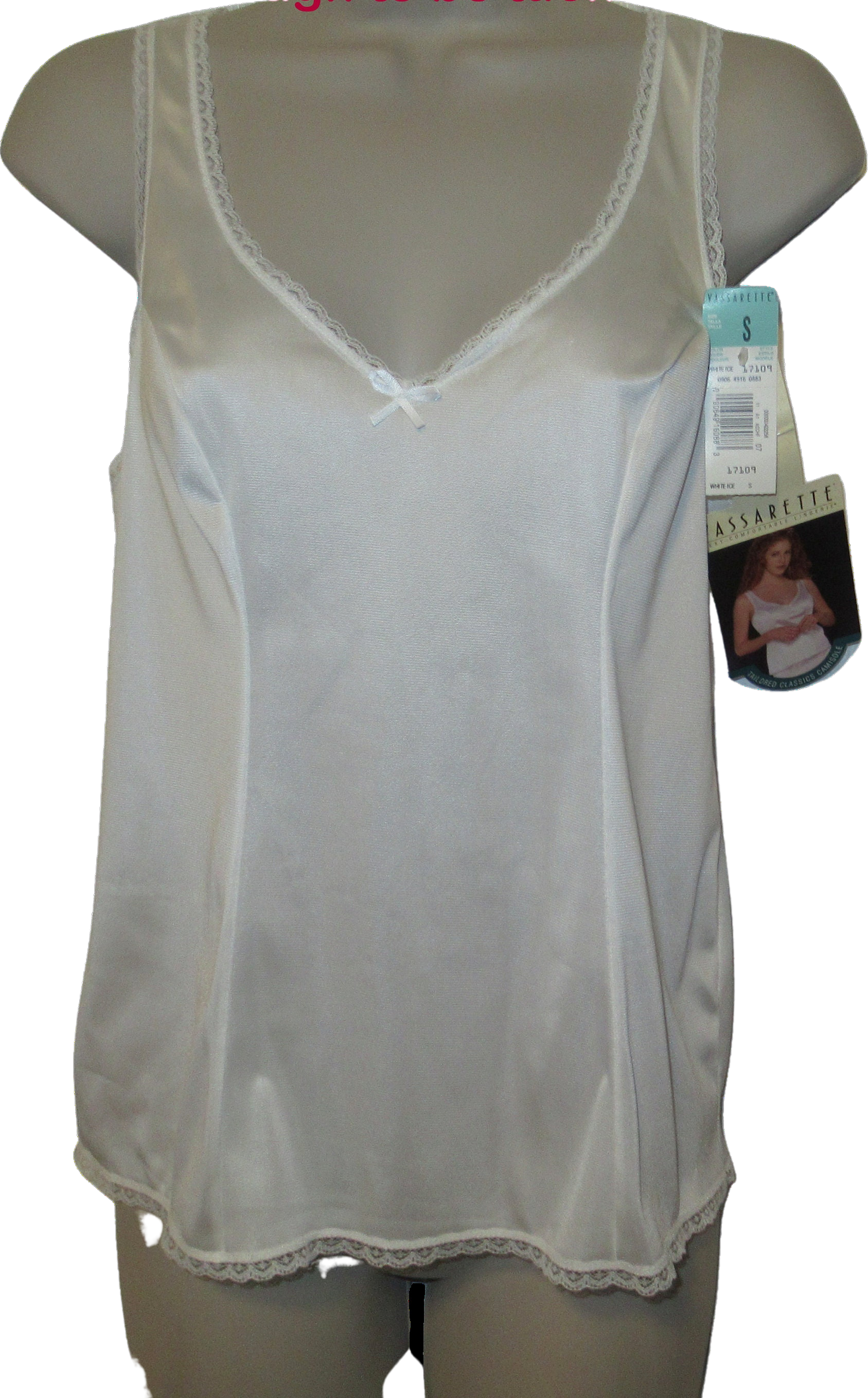 Vintage Vassarette Camisole Bright White Nylon Lace Trim S Attached Style  Is C