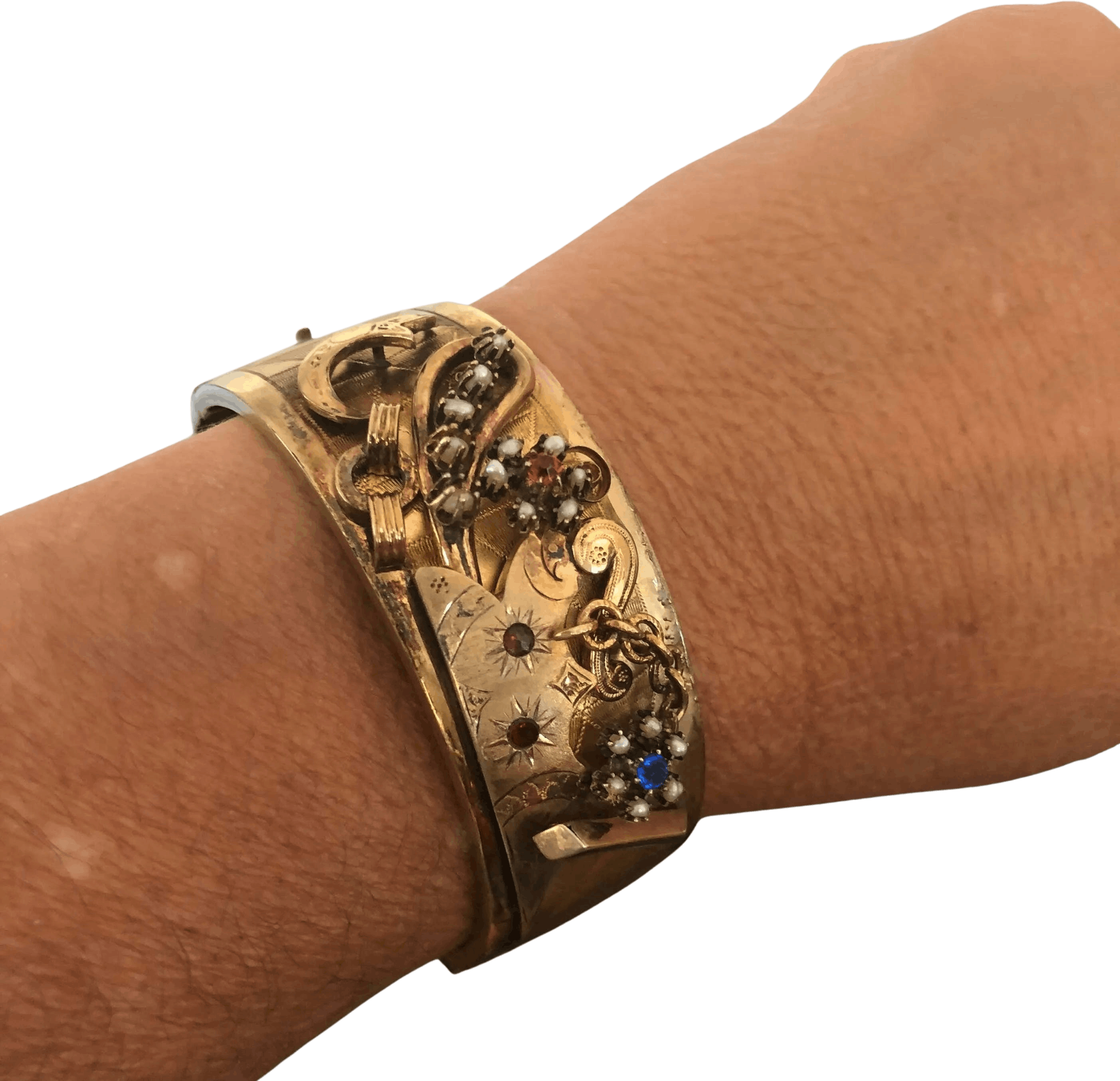 Vintage Ornate Rose Gold Bangle Bracelet