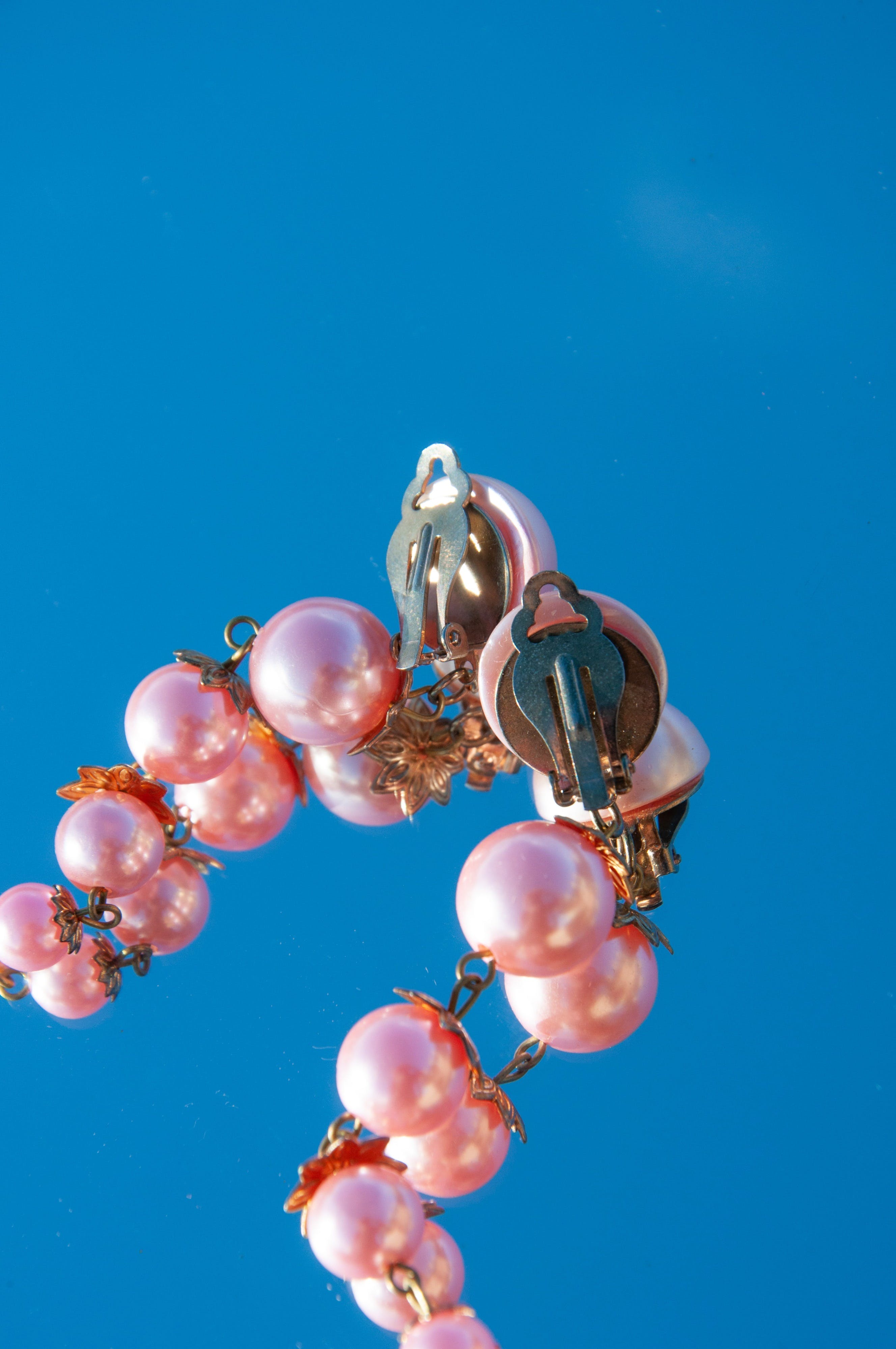 Vintage 50's Pink Faux Pearl Drop Earrings Shop THRILLING