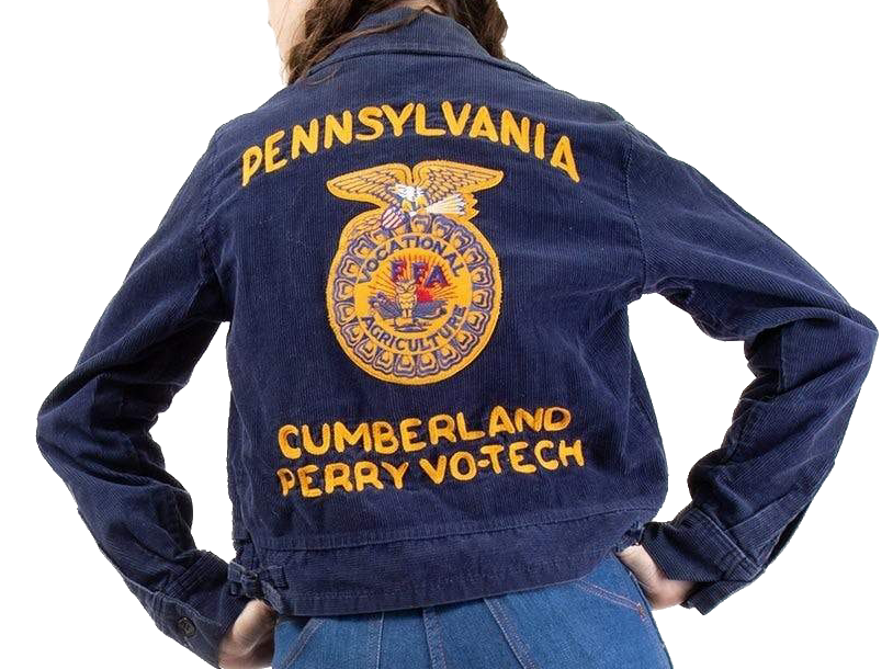 Vintage 70's FFA Blue Corduroy Embroidered Jacket by Future