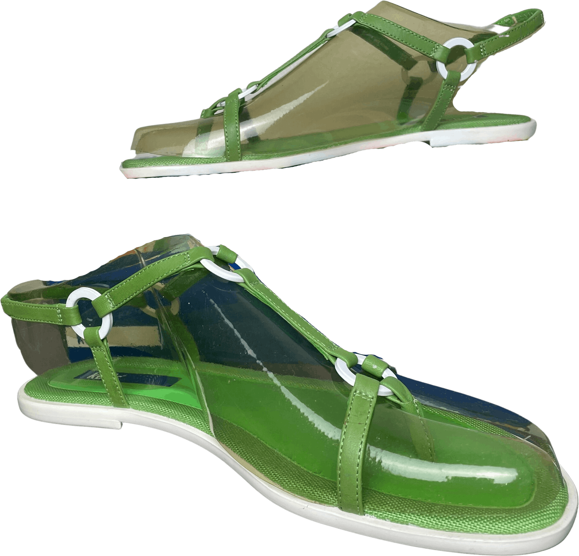 Vintage 90s Green Leather Strappy Sandals Size 8 Nib by Keds